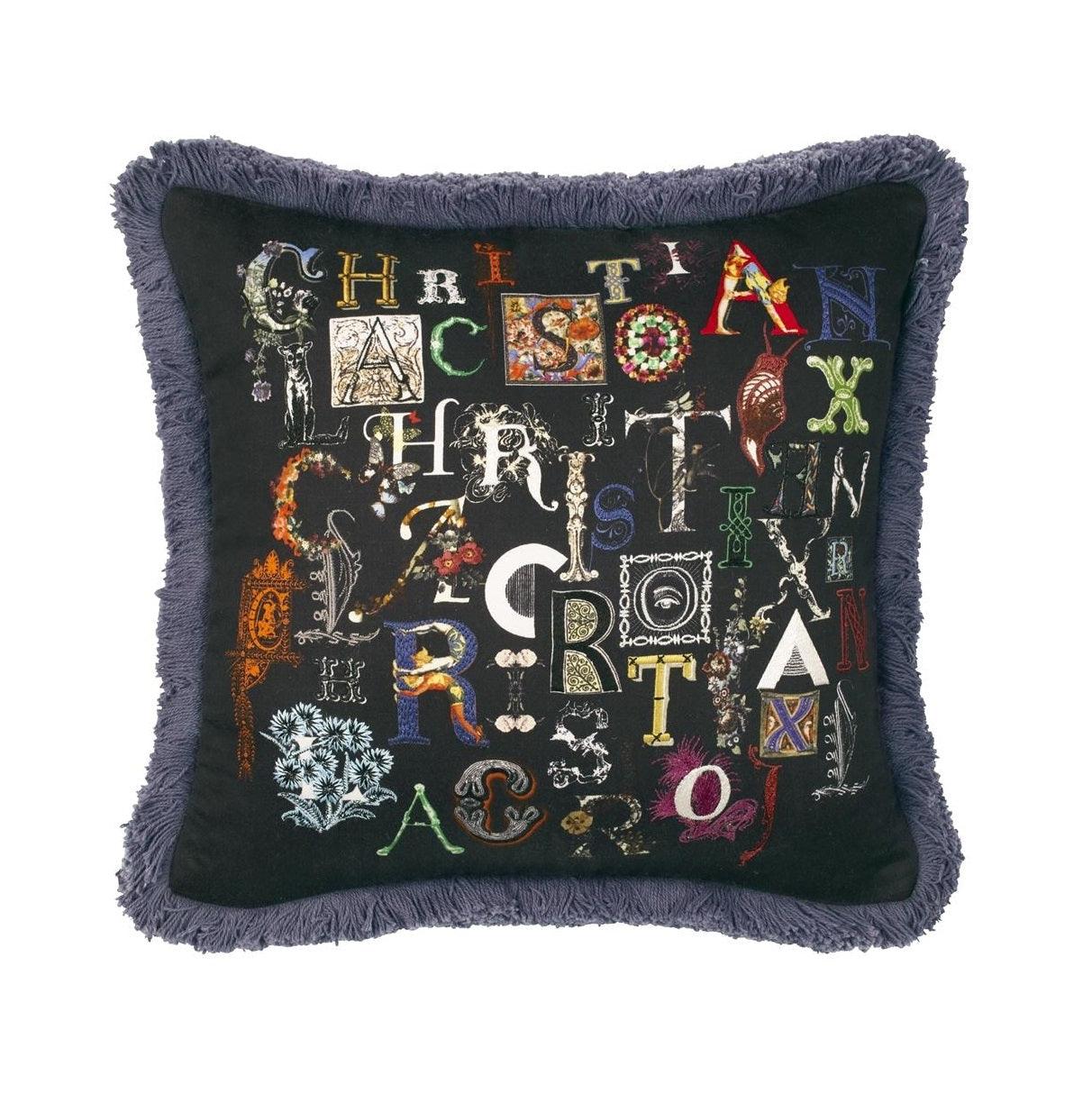 Double-sided cushion DO YOU SPEAK LACROIX? cotton satin - Eye on Design