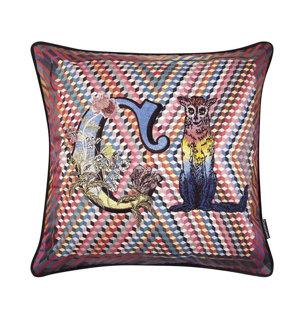 Double-sided cushion MONOGRAM ME LACROIX! cotton satin - Eye on Design