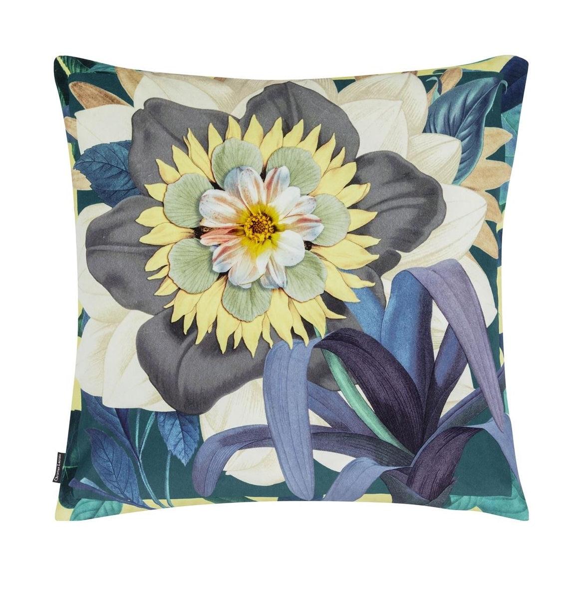 Double-sided pillow FLEURS D'ARTIFICE MARAIS cotton satin - Eye on Design