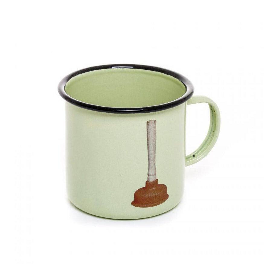 Enamel mug PLUNGER green - Eye on Design