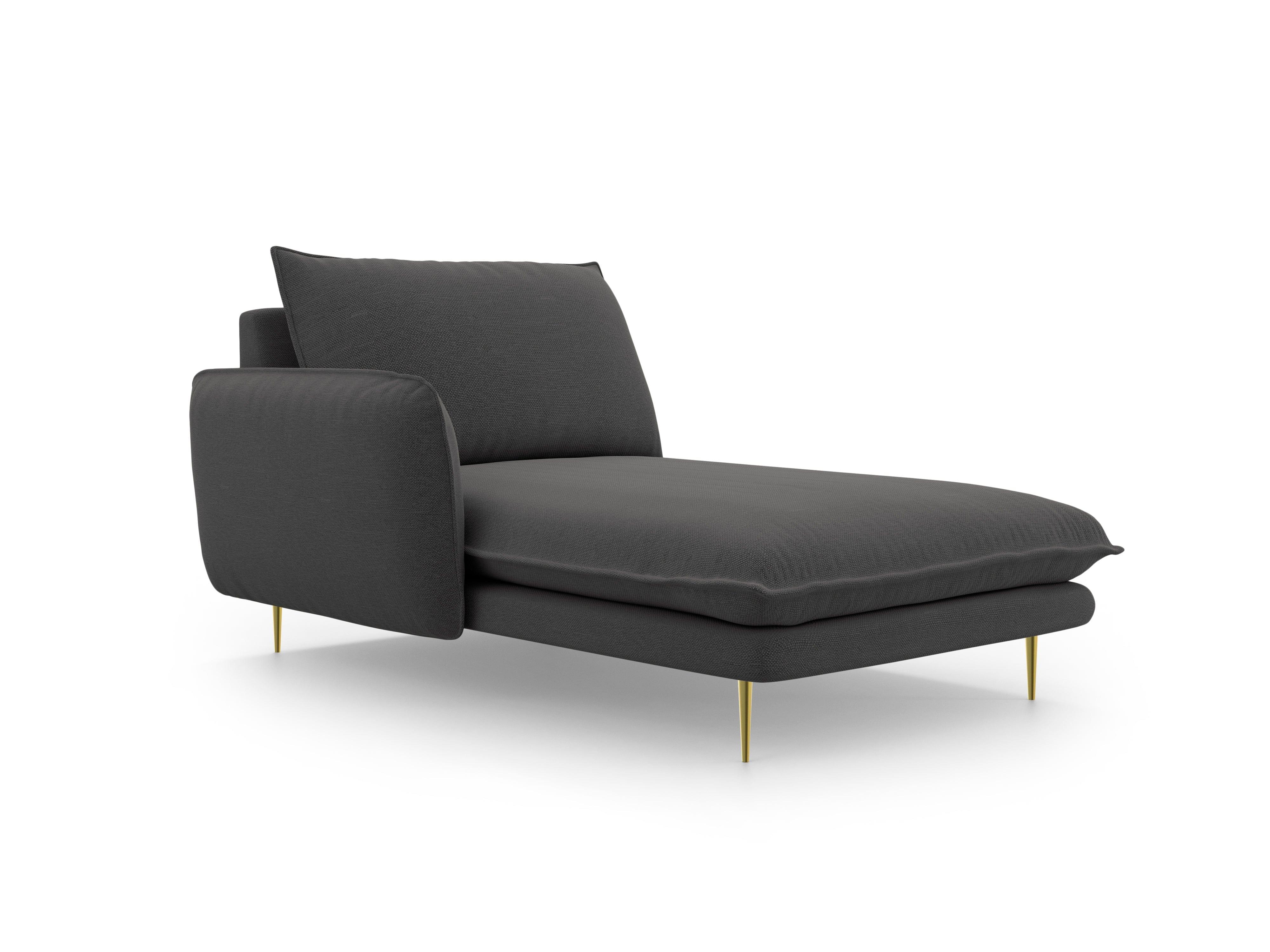 Lefthand chaise longue VIENNA dark grey with gold base - Eye on Design