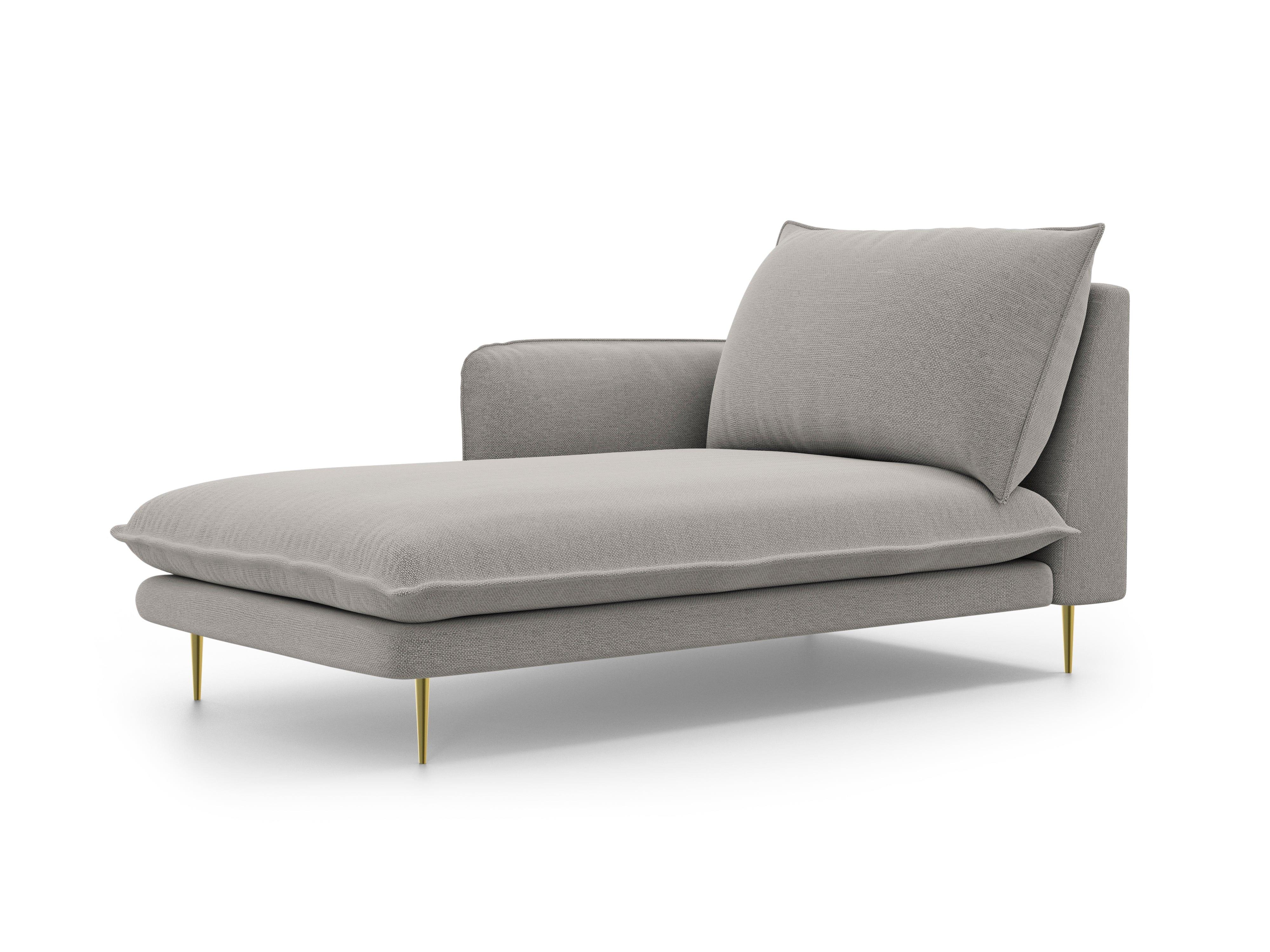 Lefthand chaise longue VIENNA light grey with gold base - Eye on Design