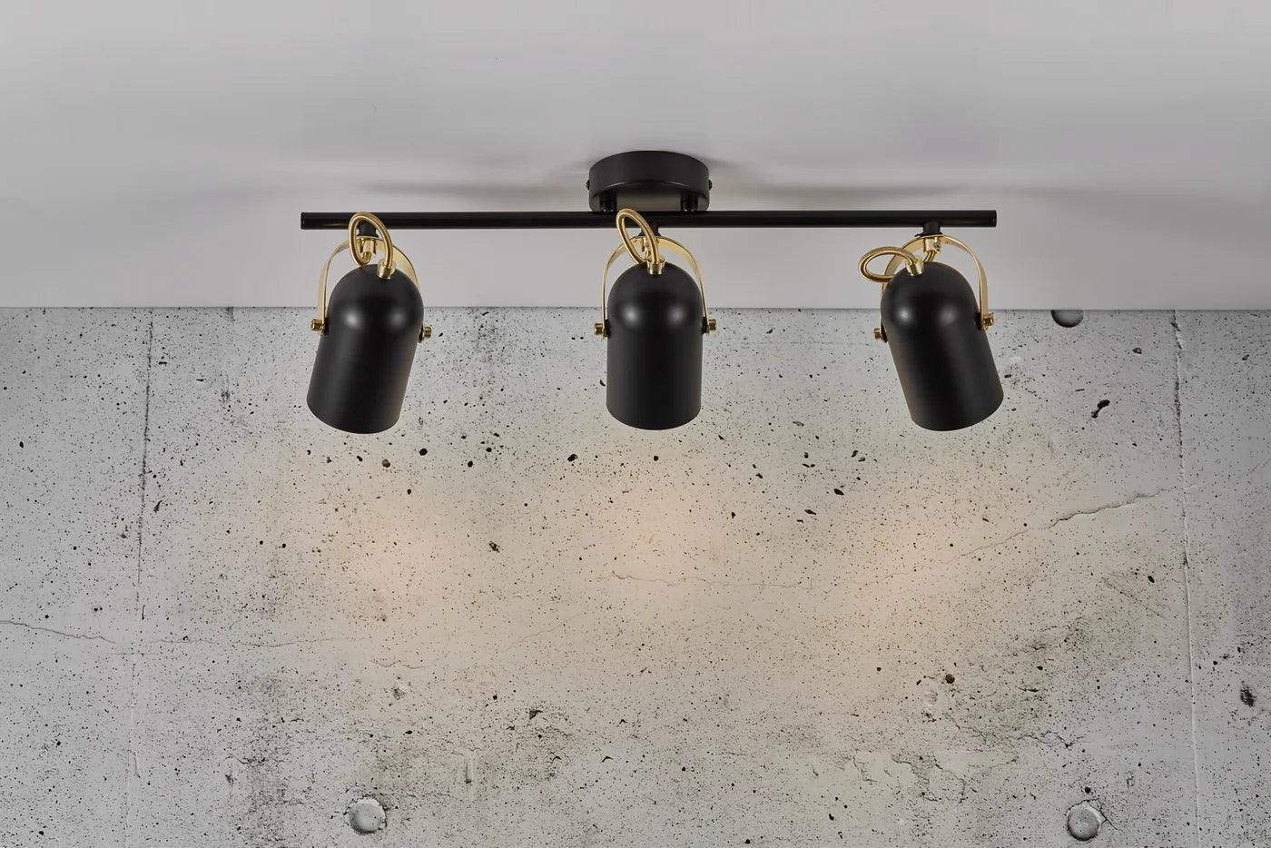 LOTUS TRIO ceiling lamp black with gold details - Eye on Design