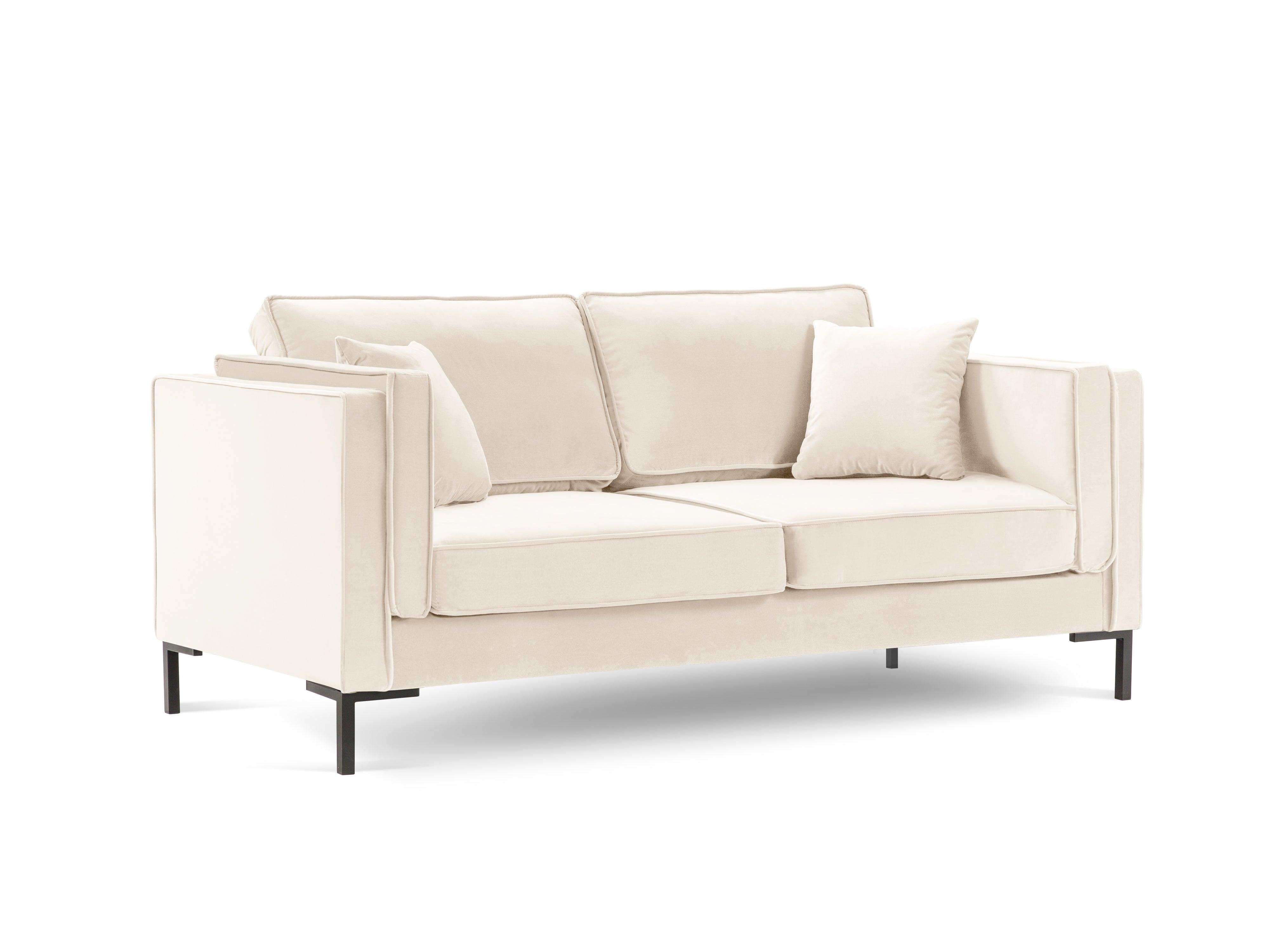 LUIS beige velvet 2-seater sofa with black base - Eye on Design