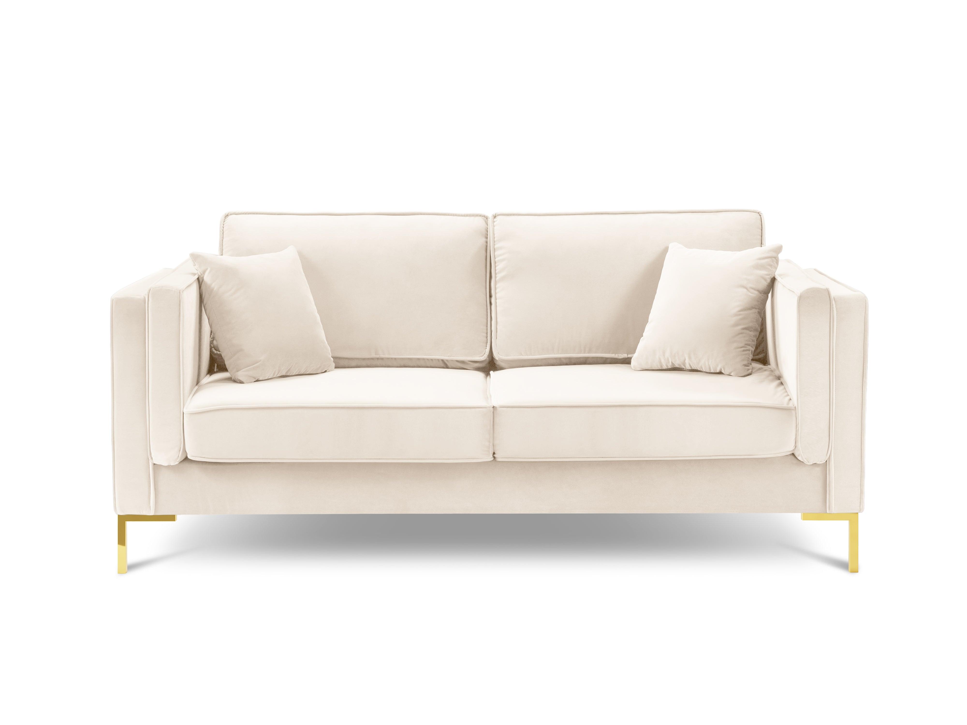 LUIS beige velvet 2-seater sofa with gold base - Eye on Design