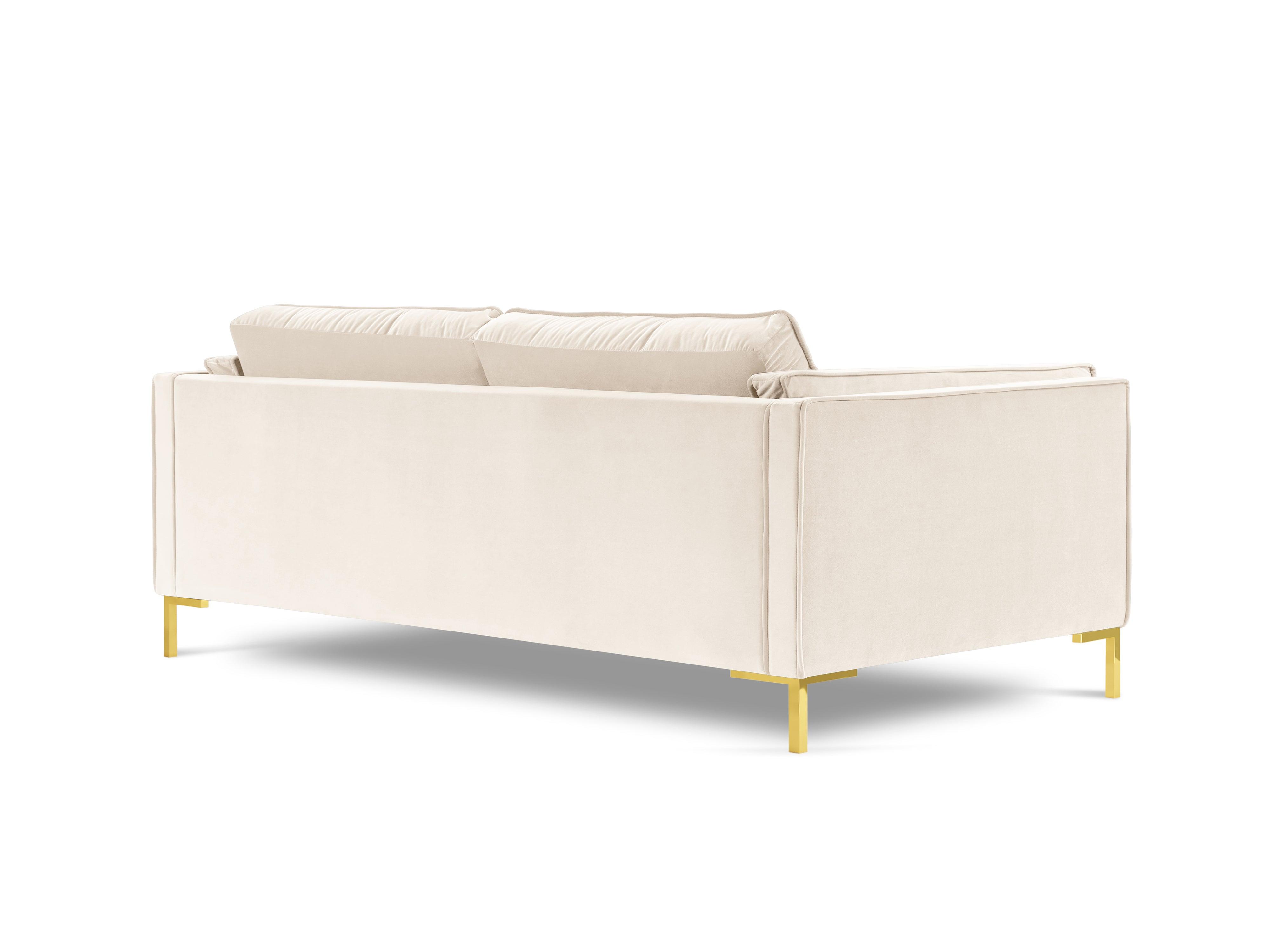 LUIS beige velvet 3-seater sofa with gold base - Eye on Design