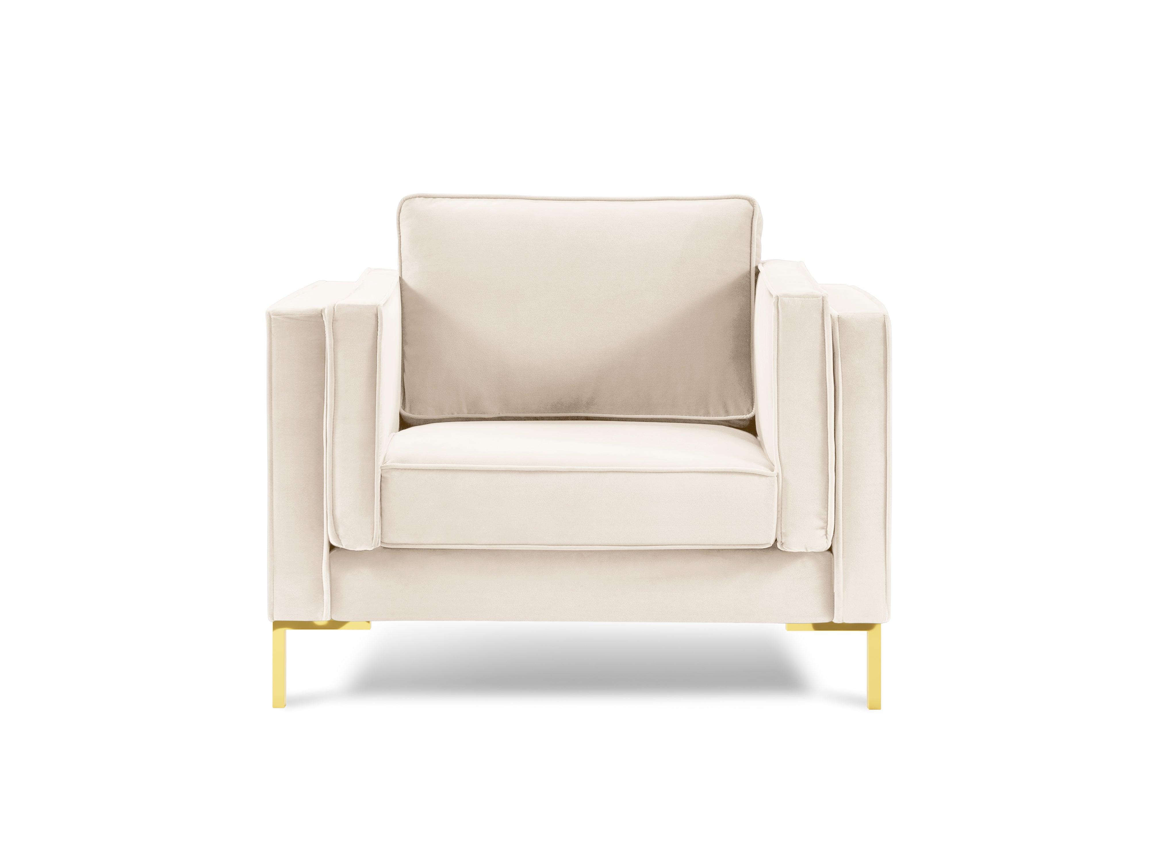 LUIS beige velvet armchair with gold base - Eye on Design