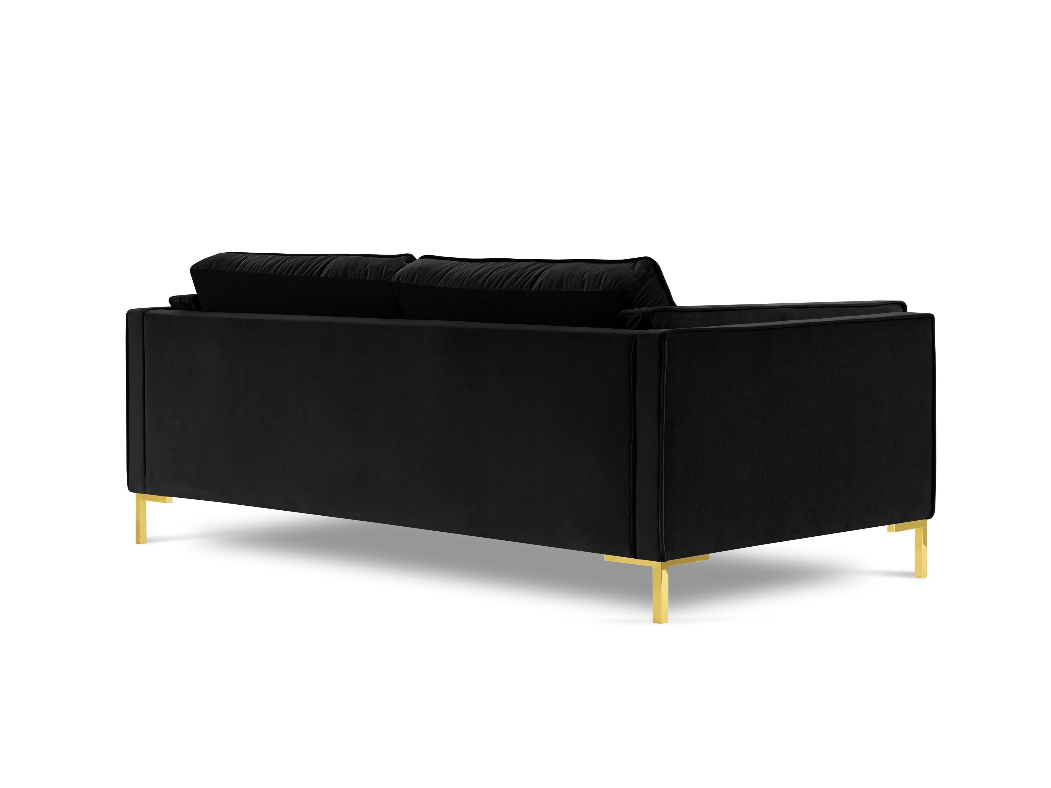 LUIS black velvet 3-seater sofa with gold base - Eye on Design