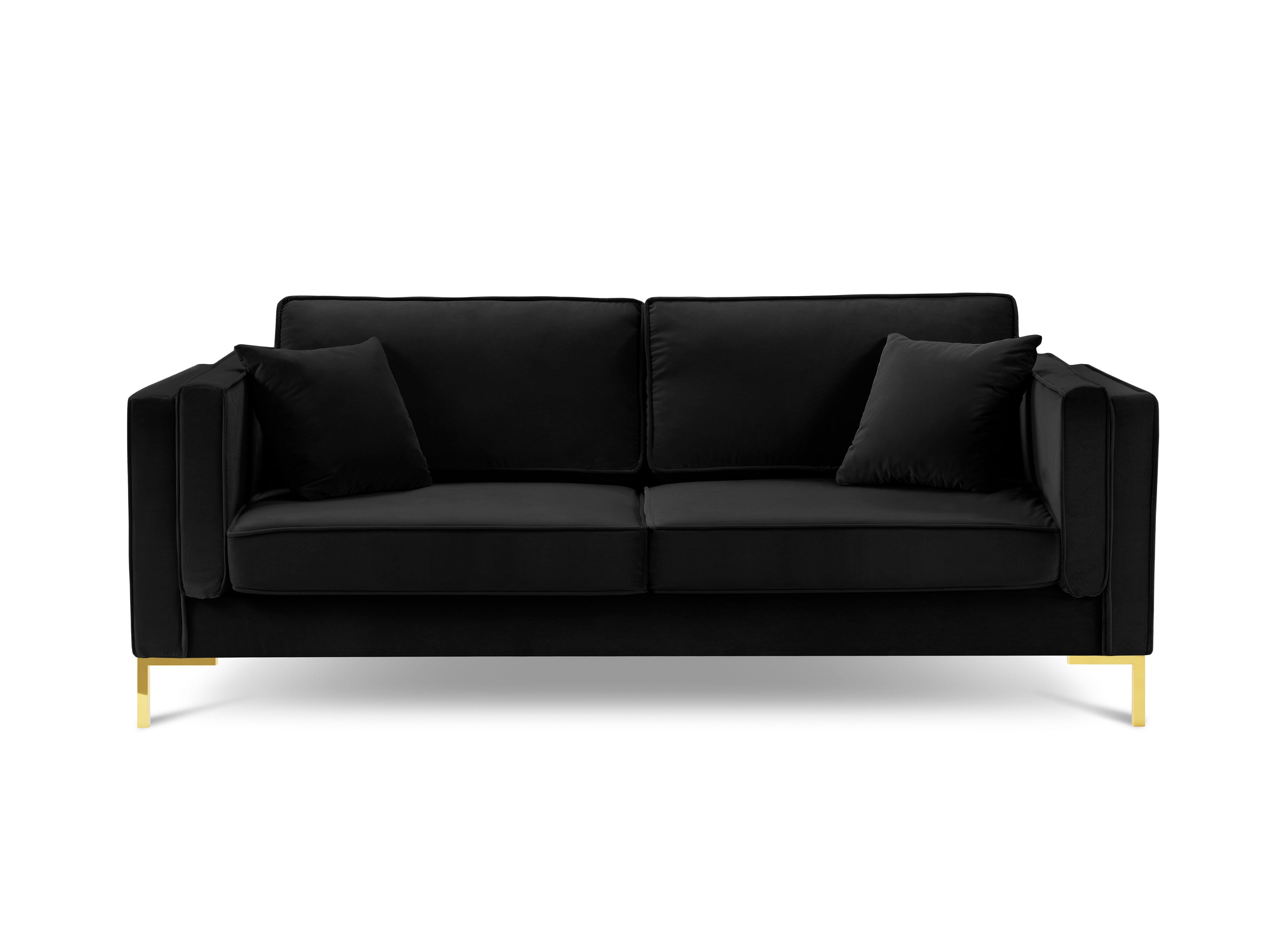 LUIS black velvet 4-seater sofa with gold base - Eye on Design