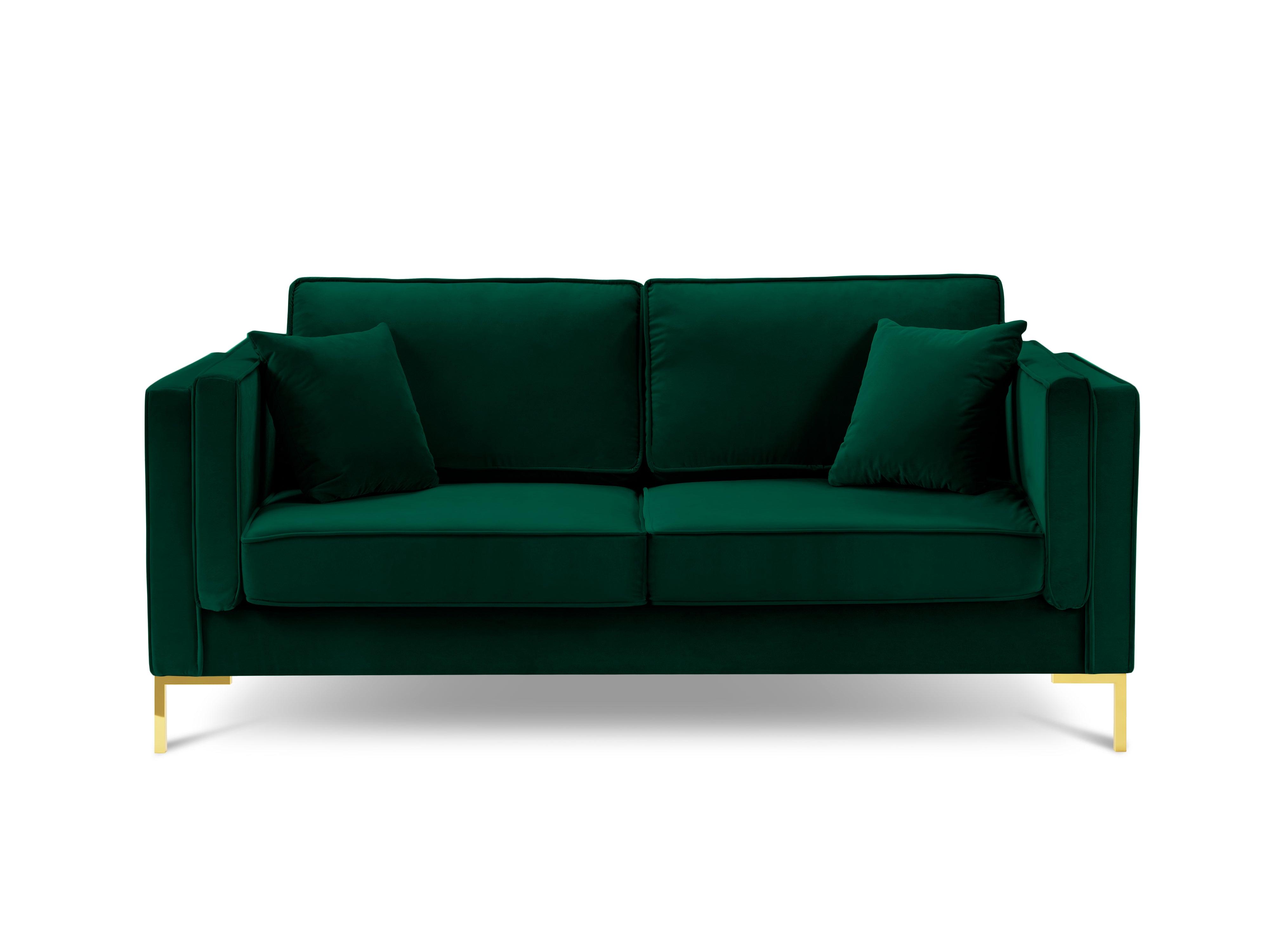 LUIS bottle green velvet 2-seater sofa with gold base - Eye on Design