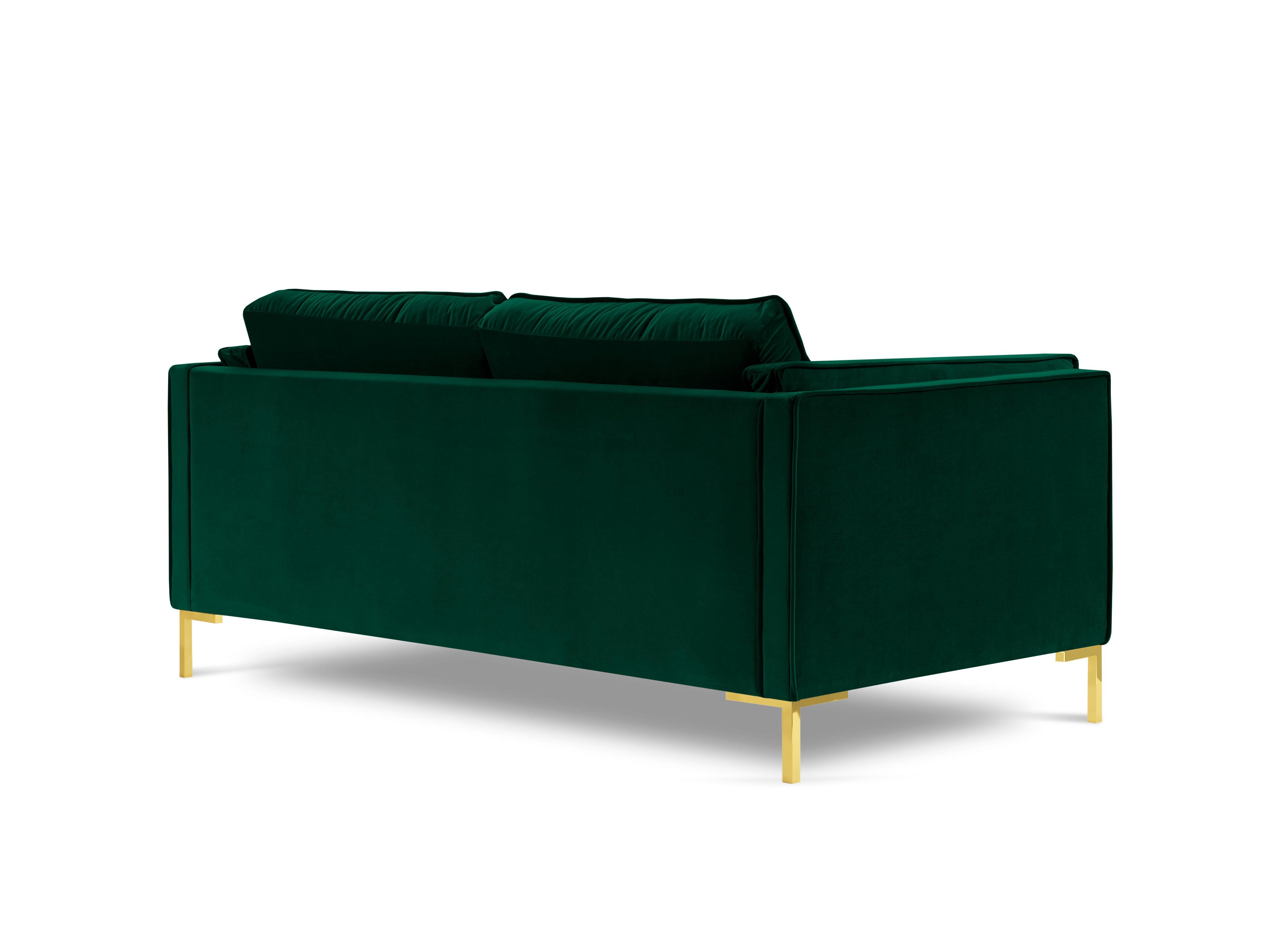 LUIS bottle green velvet 2-seater sofa with gold base - Eye on Design