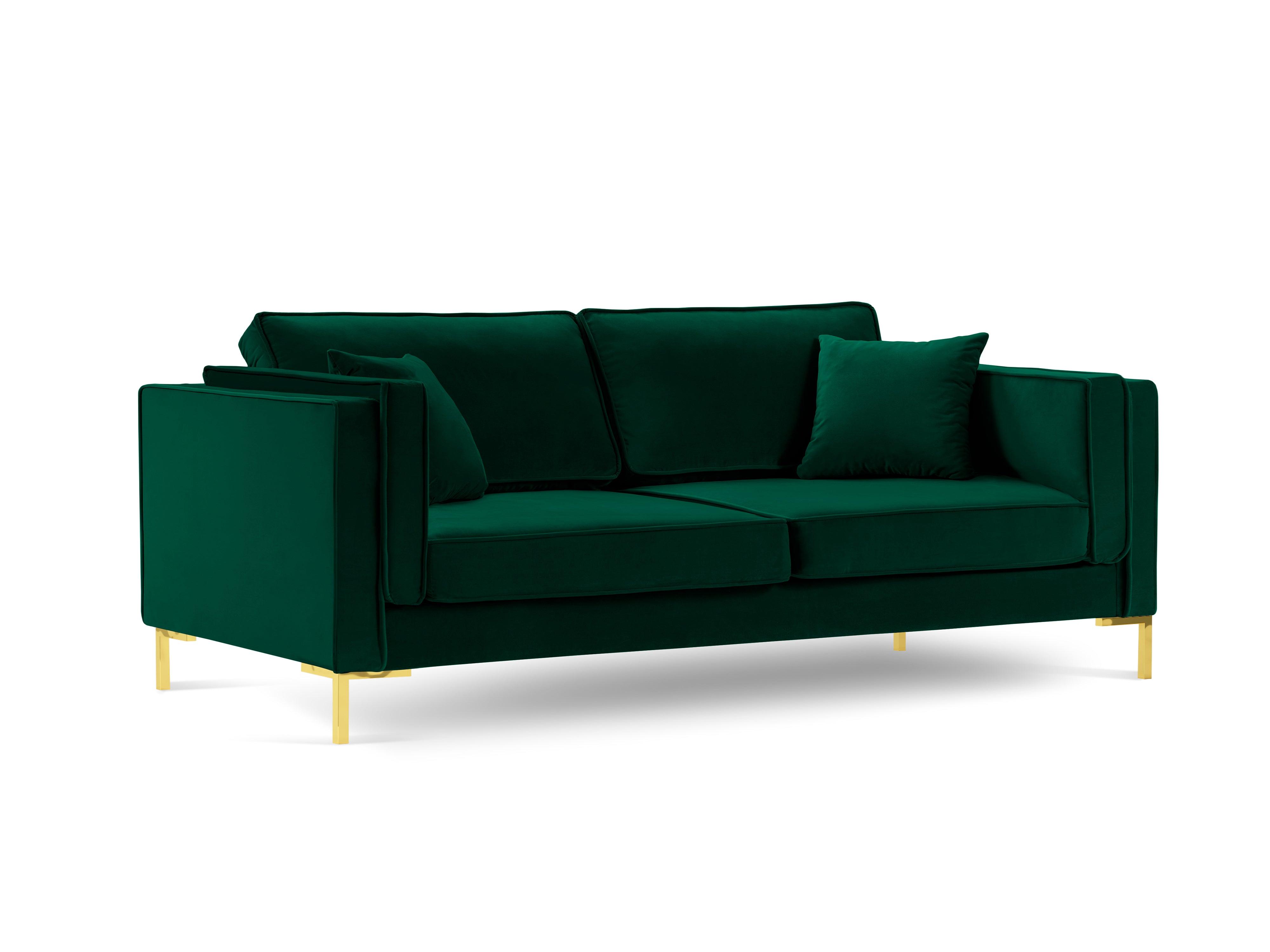 LUIS bottle green velvet 3-seater sofa with gold base - Eye on Design