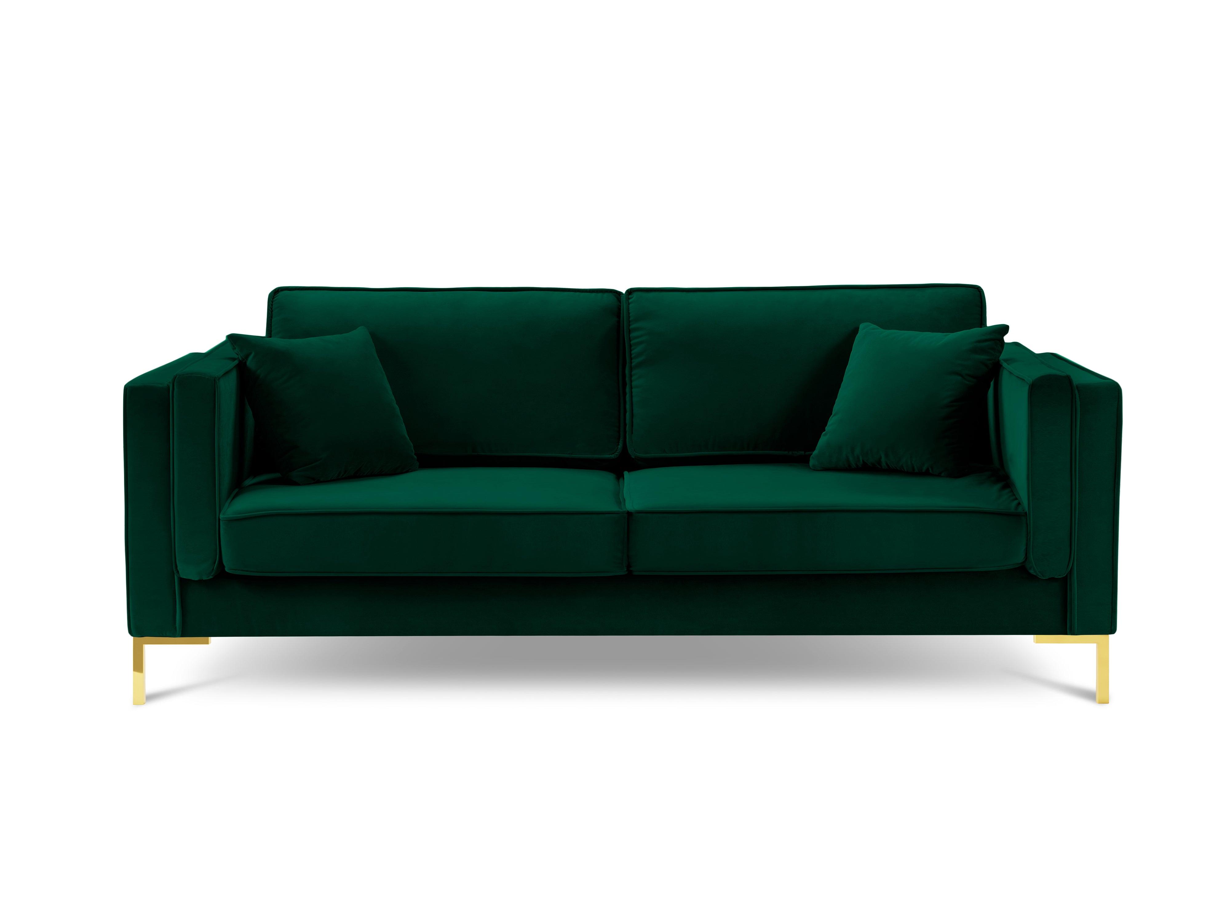 LUIS bottle green velvet 3-seater sofa with gold base - Eye on Design