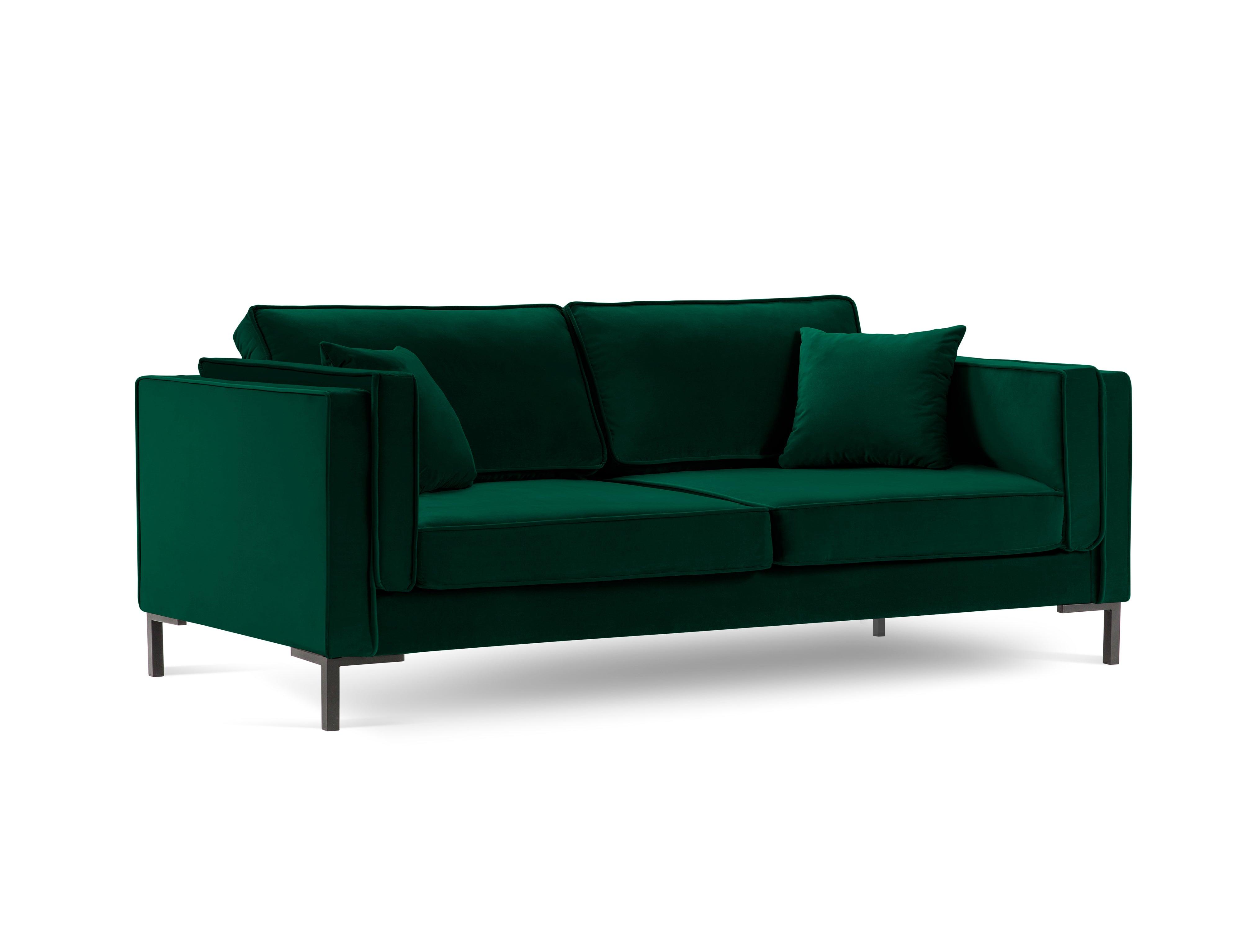 LUIS bottle green velvet 4-seater sofa with black base - Eye on Design