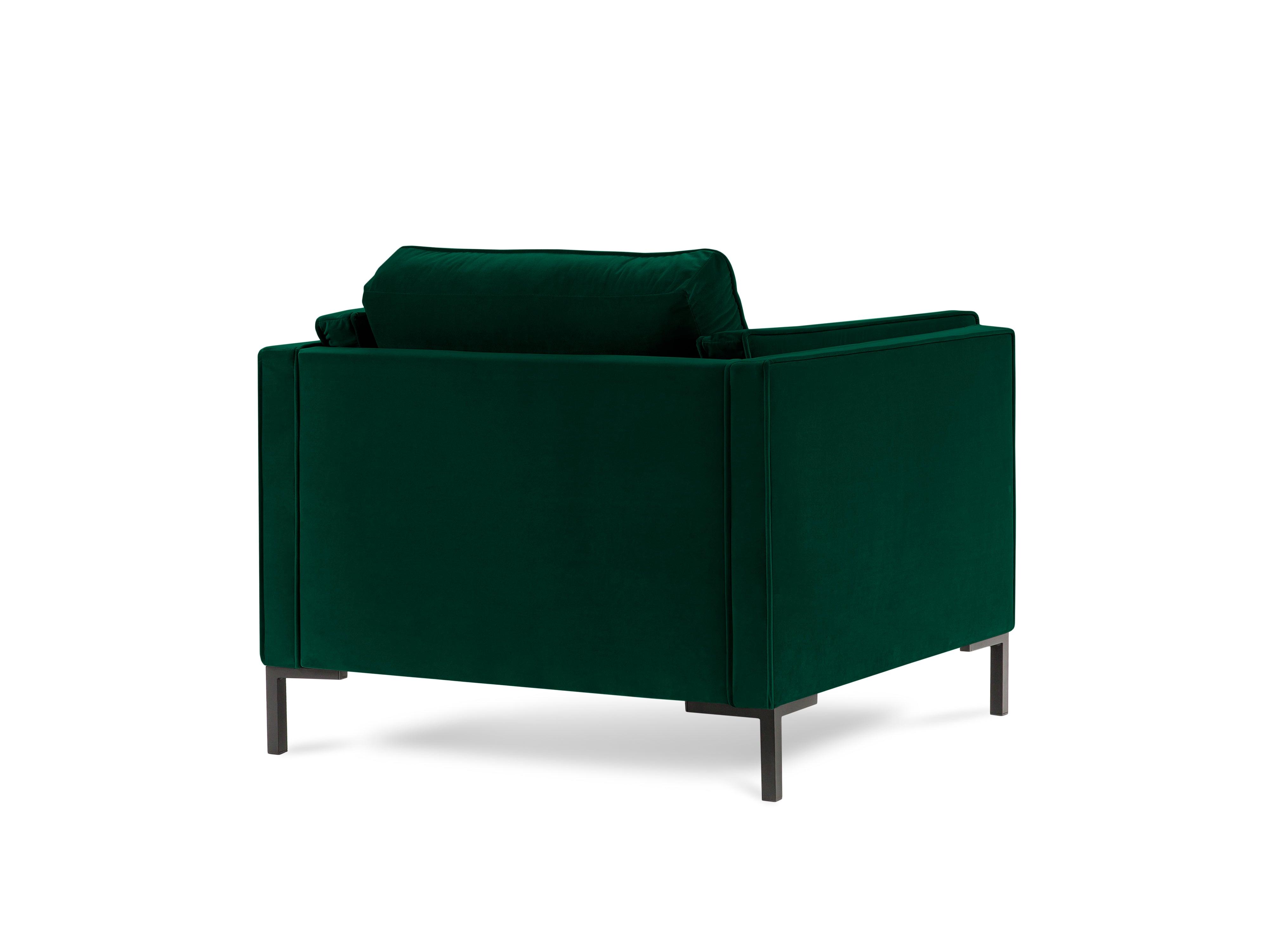 LUIS bottle green velvet armchair with black base - Eye on Design