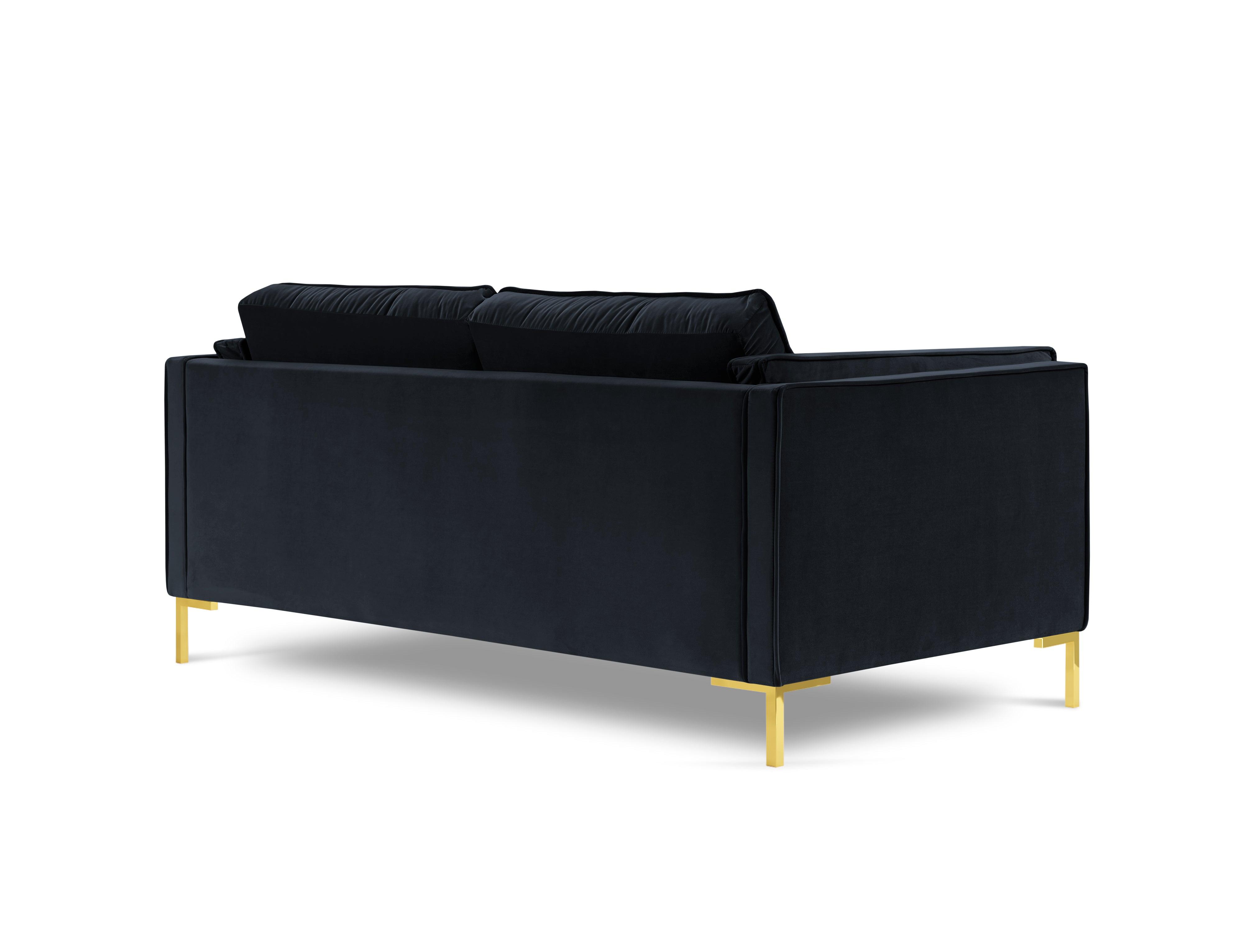 LUIS dark blue velvet 2-seater sofa with gold base - Eye on Design