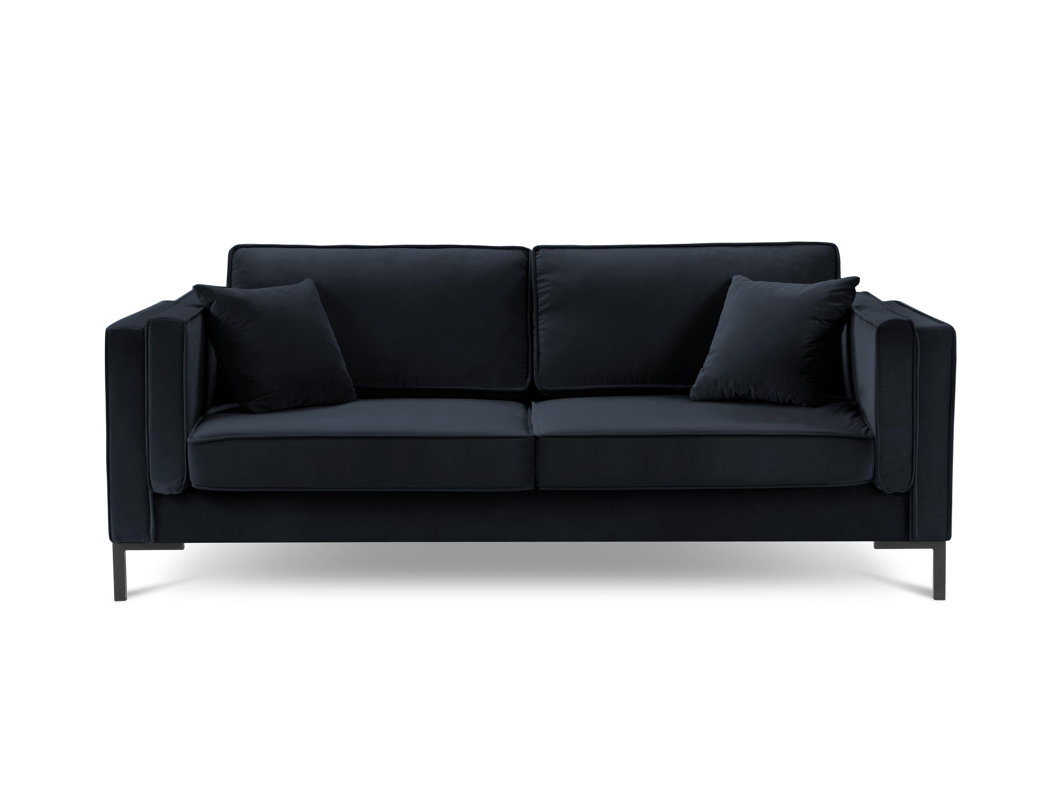 LUIS dark blue velvet 3-seater sofa with black base - Eye on Design