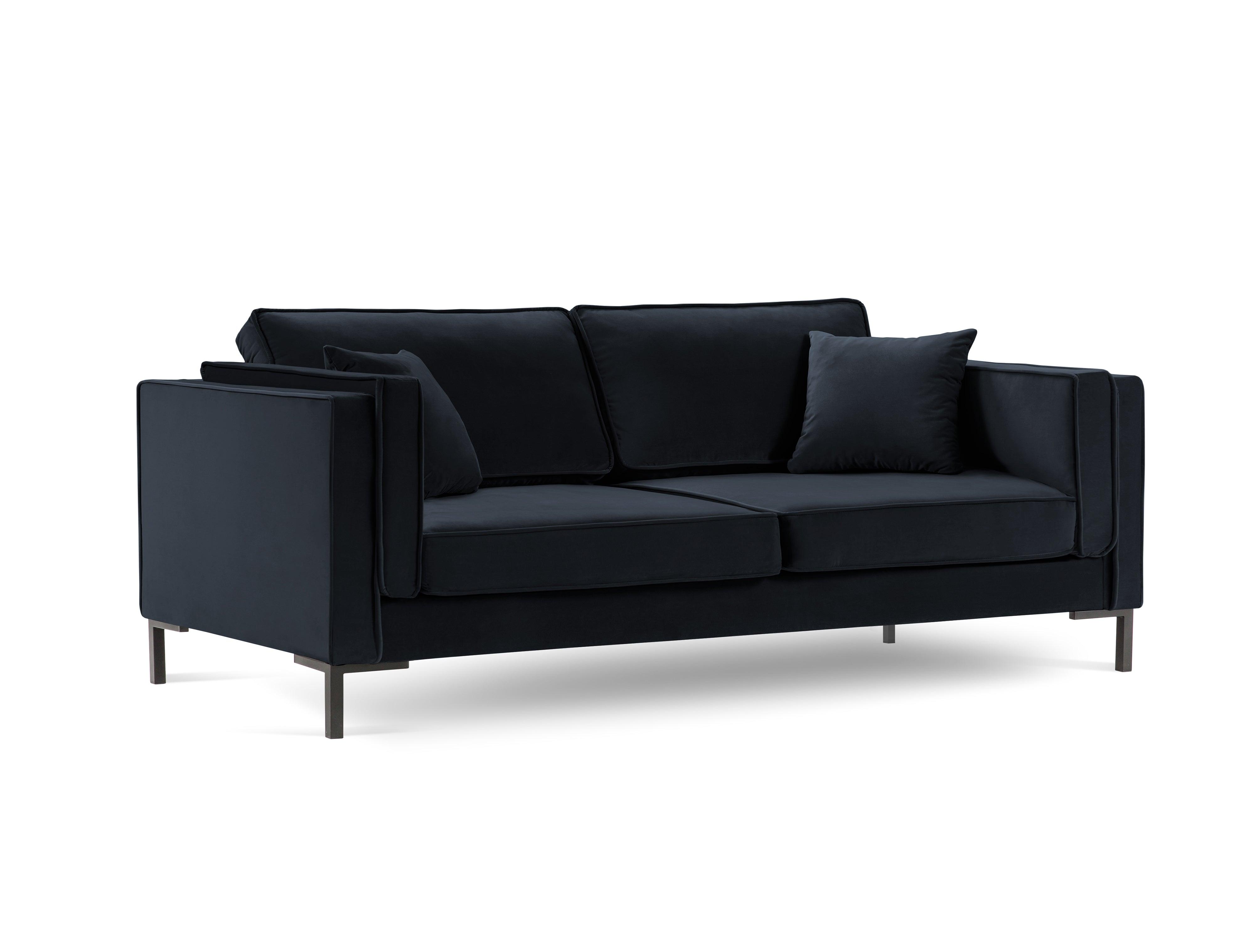 LUIS dark blue velvet 4-seater sofa with black base - Eye on Design