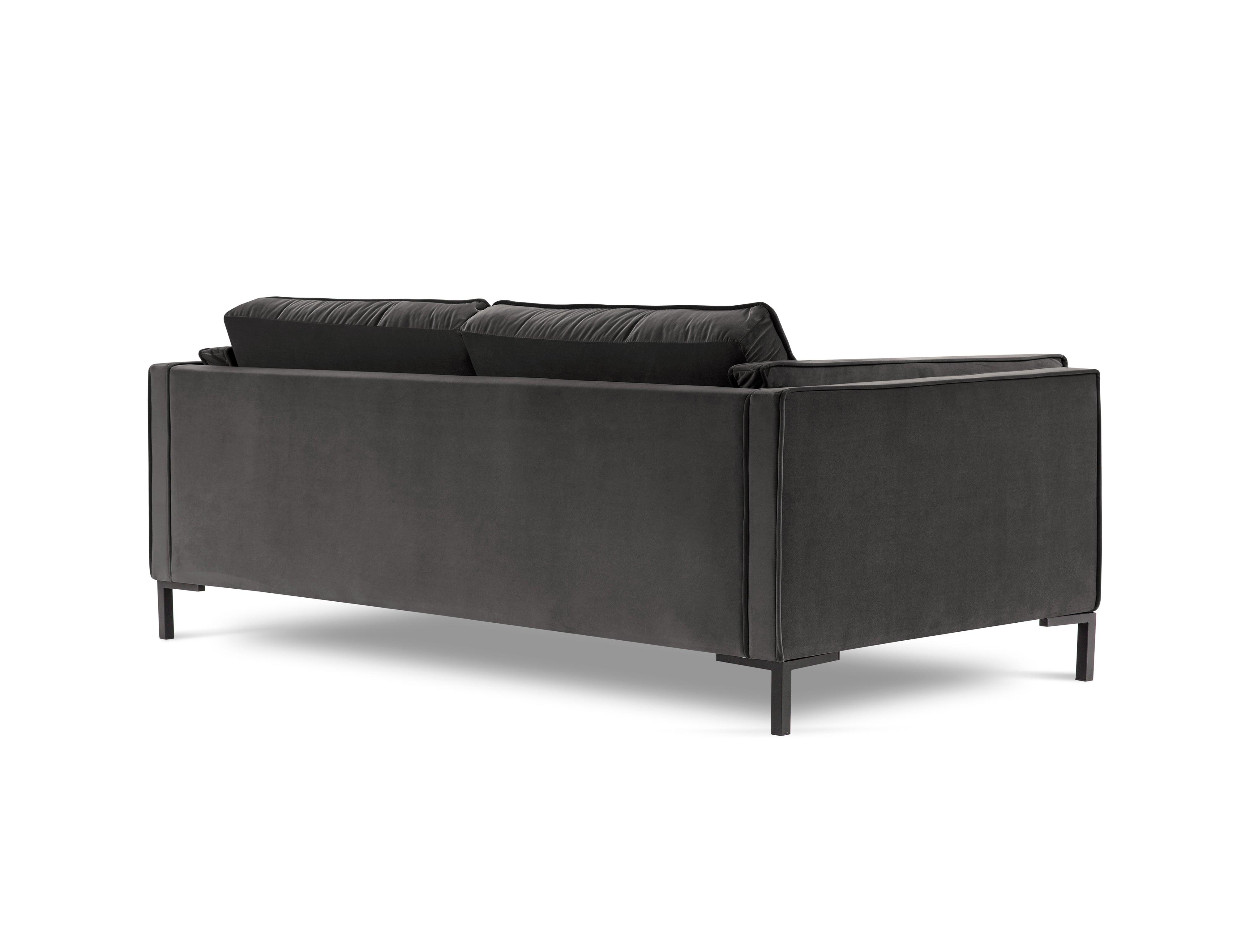 LUIS dark grey velvet 4-seater sofa with black base - Eye on Design