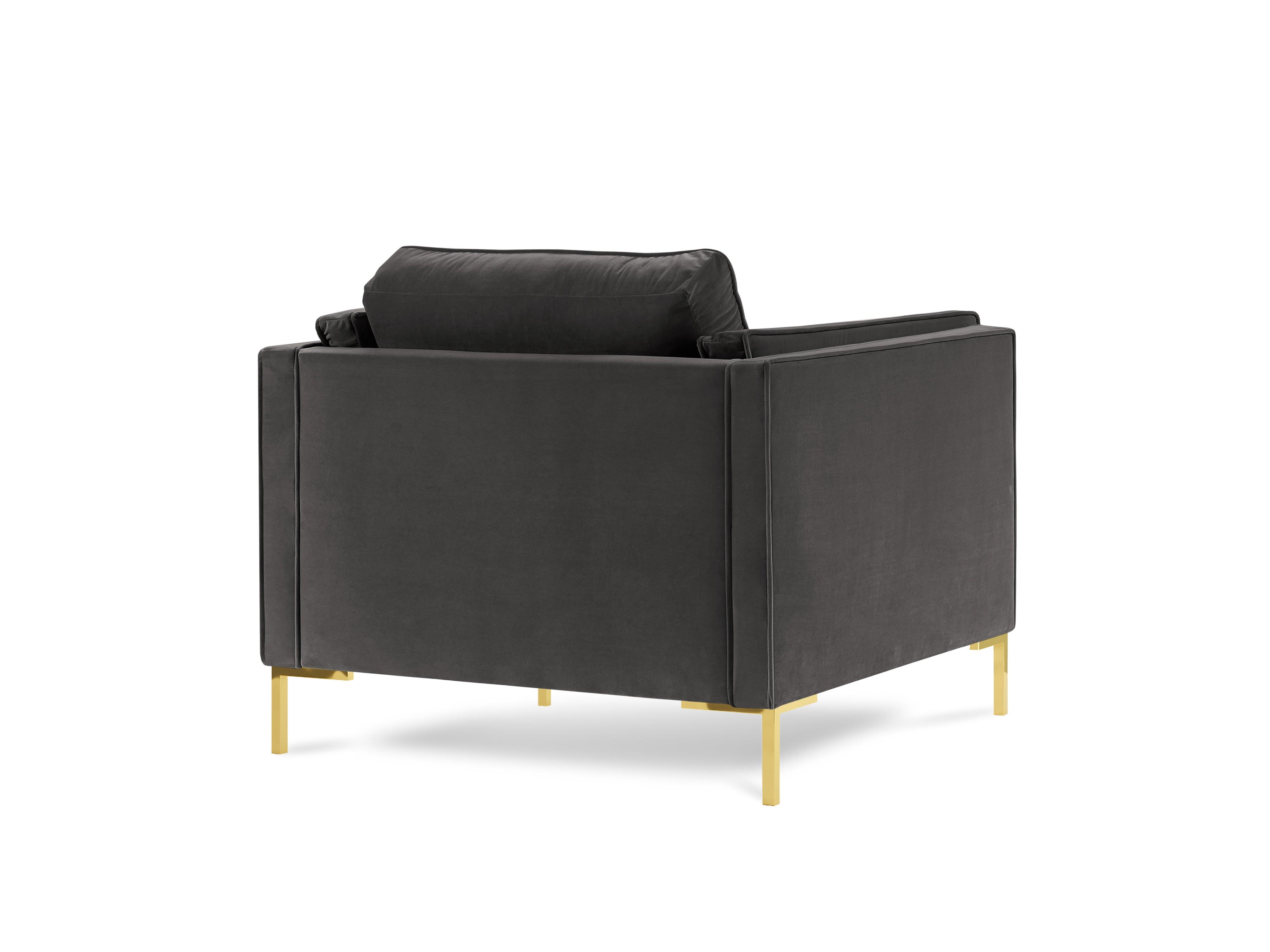 LUIS dark grey velvet armchair with gold base - Eye on Design