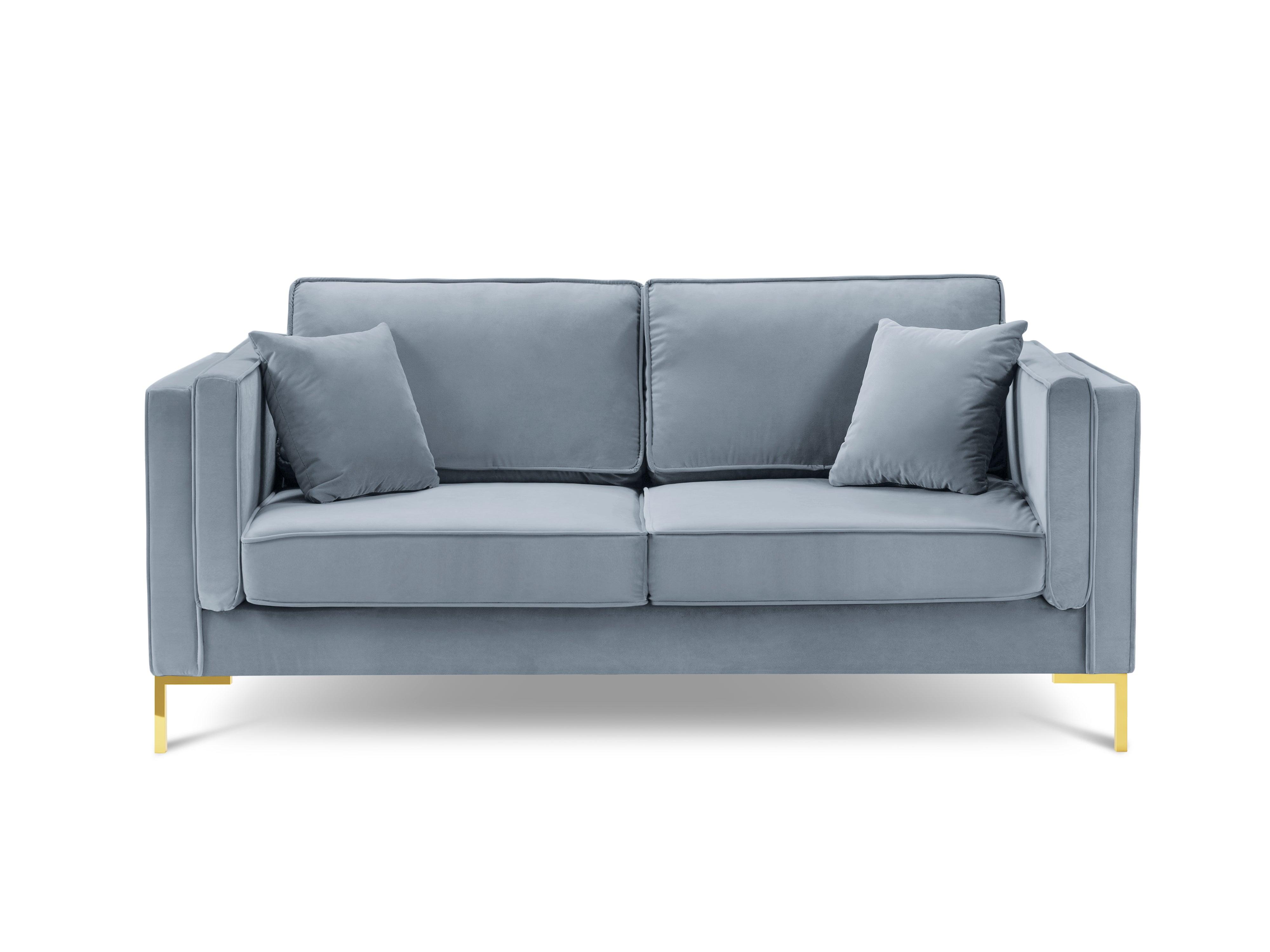 LUIS light blue velvet 2-seater sofa with gold base - Eye on Design