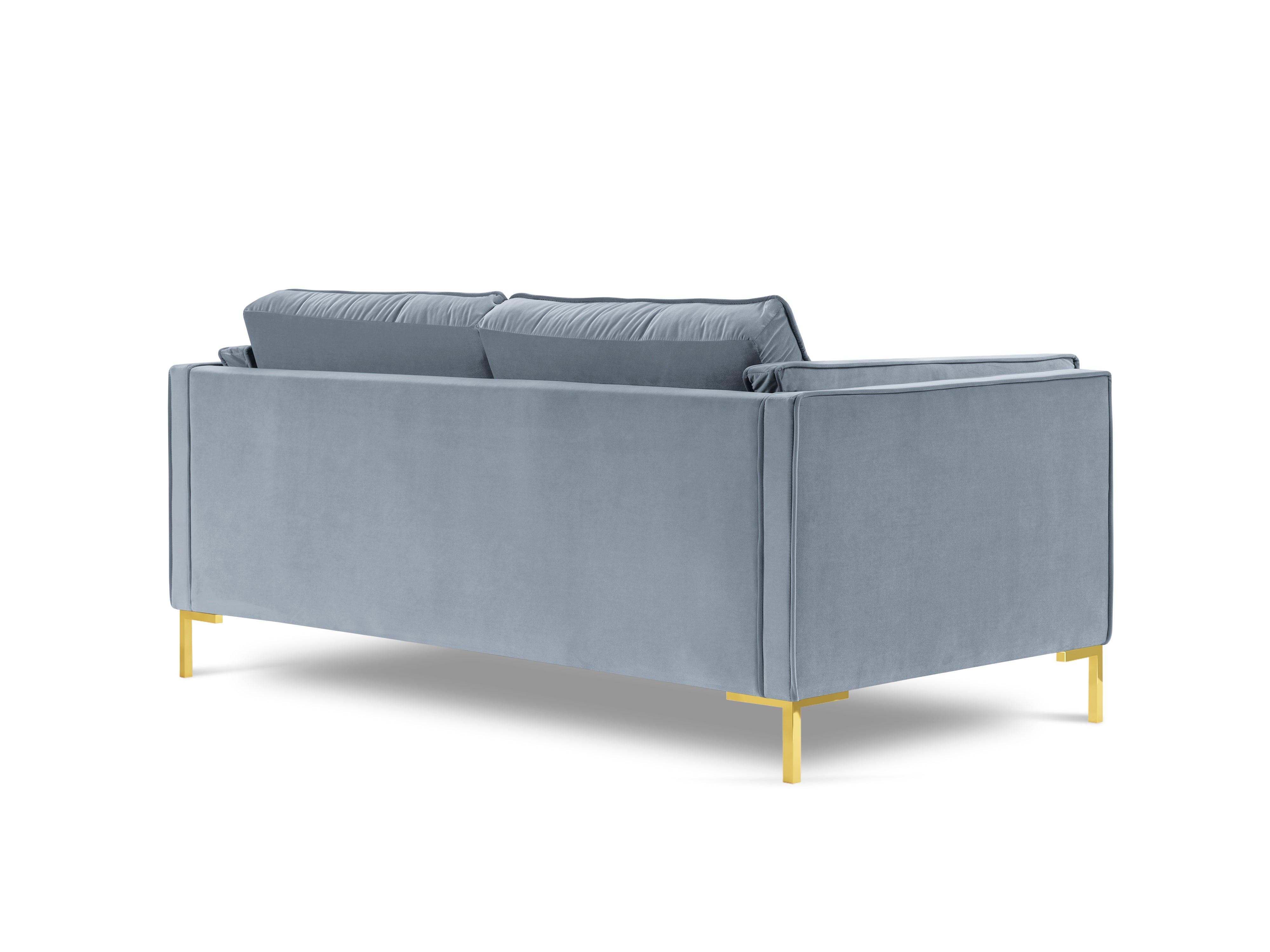 LUIS light blue velvet 2-seater sofa with gold base - Eye on Design