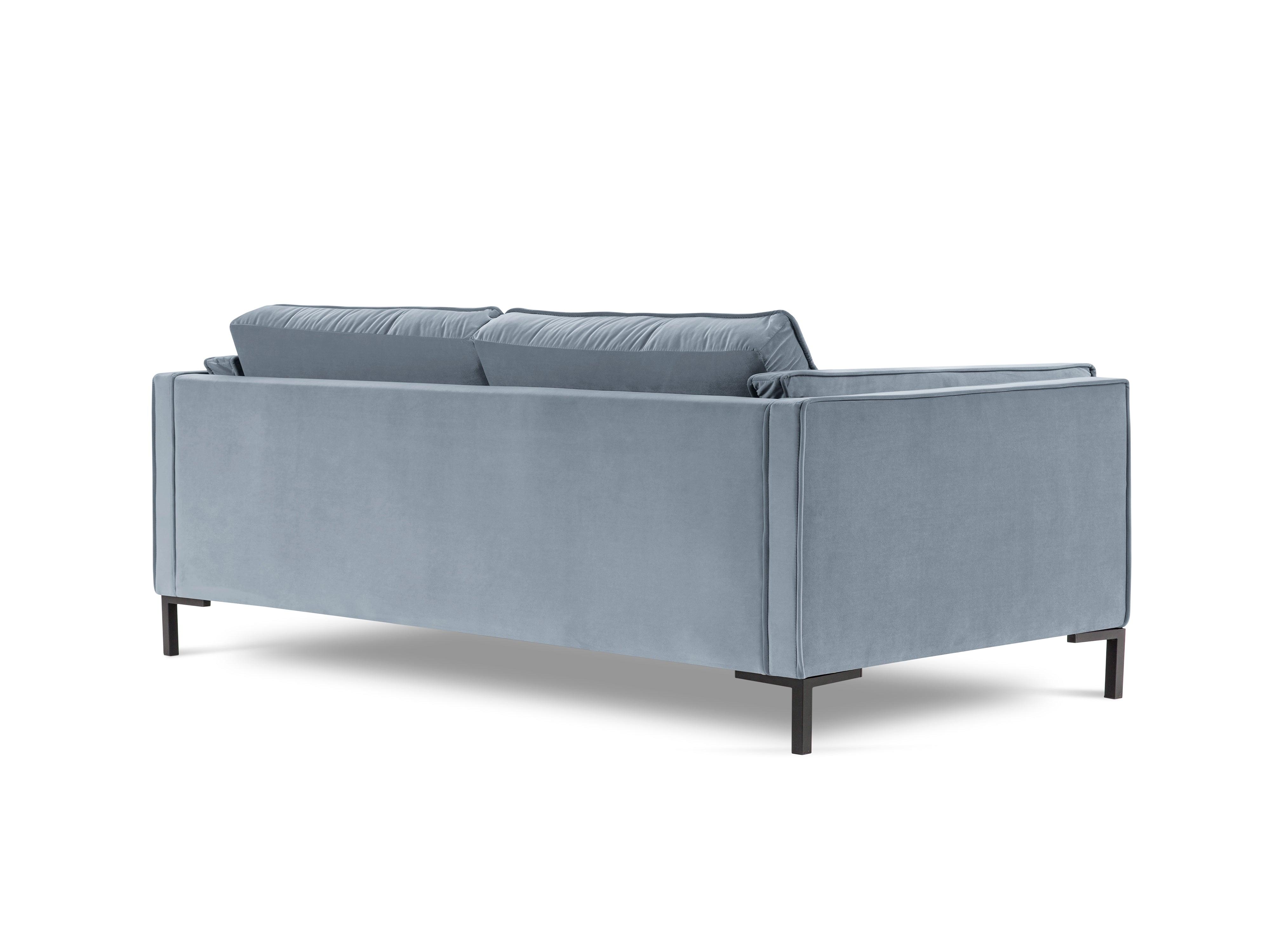 LUIS light blue velvet 4-seater sofa with black base - Eye on Design