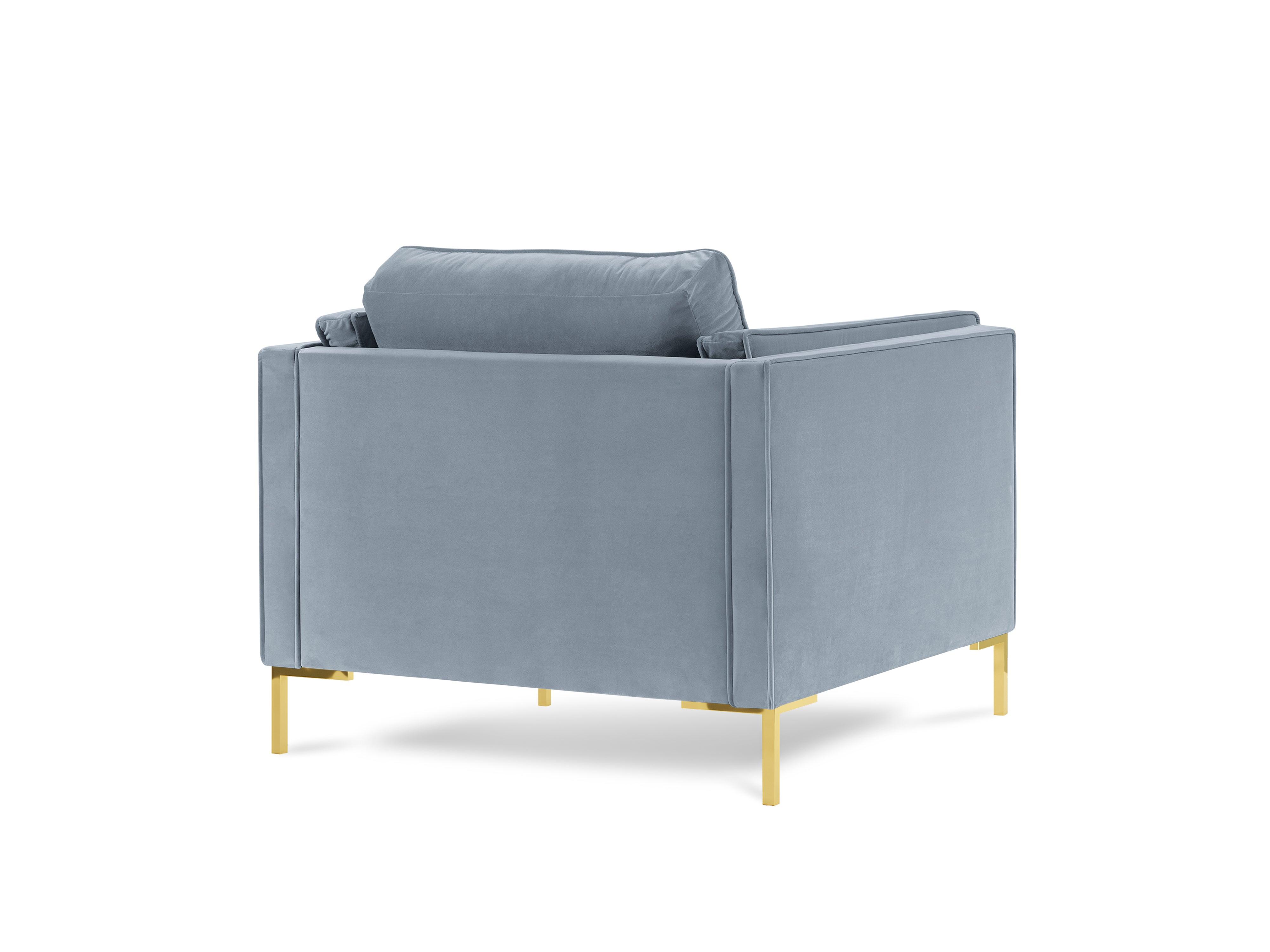 LUIS light blue velvet armchair with gold base - Eye on Design