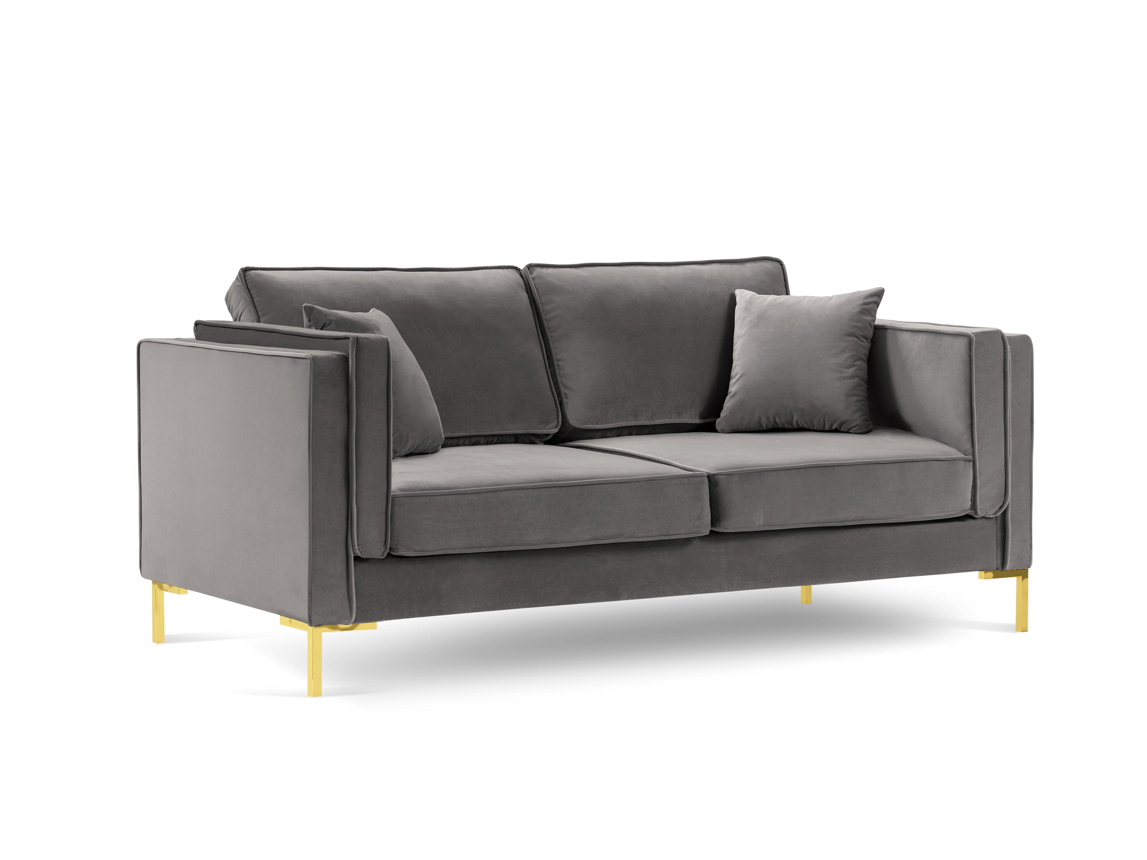 LUIS light grey velvet 2-seater sofa with gold base - Eye on Design