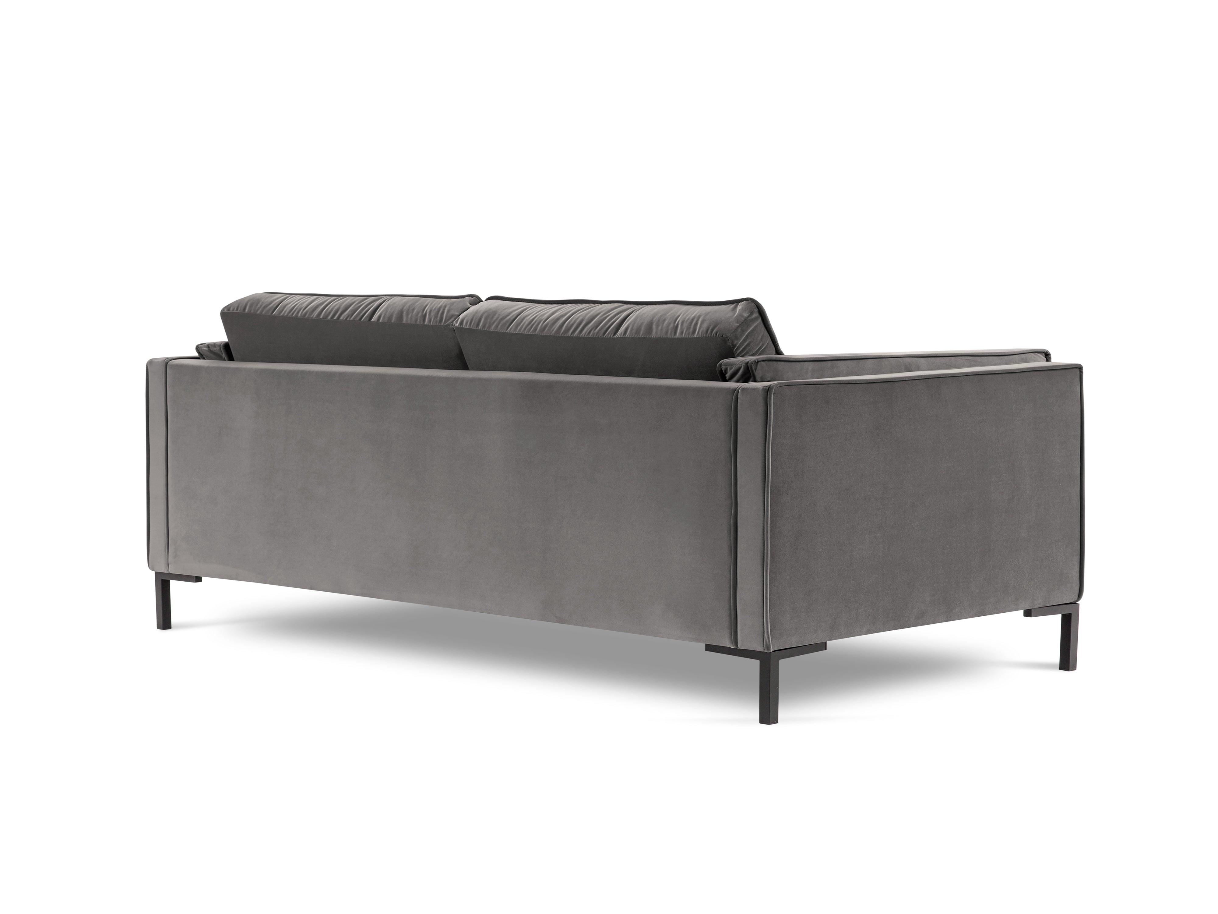 LUIS light grey velvet 4-seater sofa with black base - Eye on Design