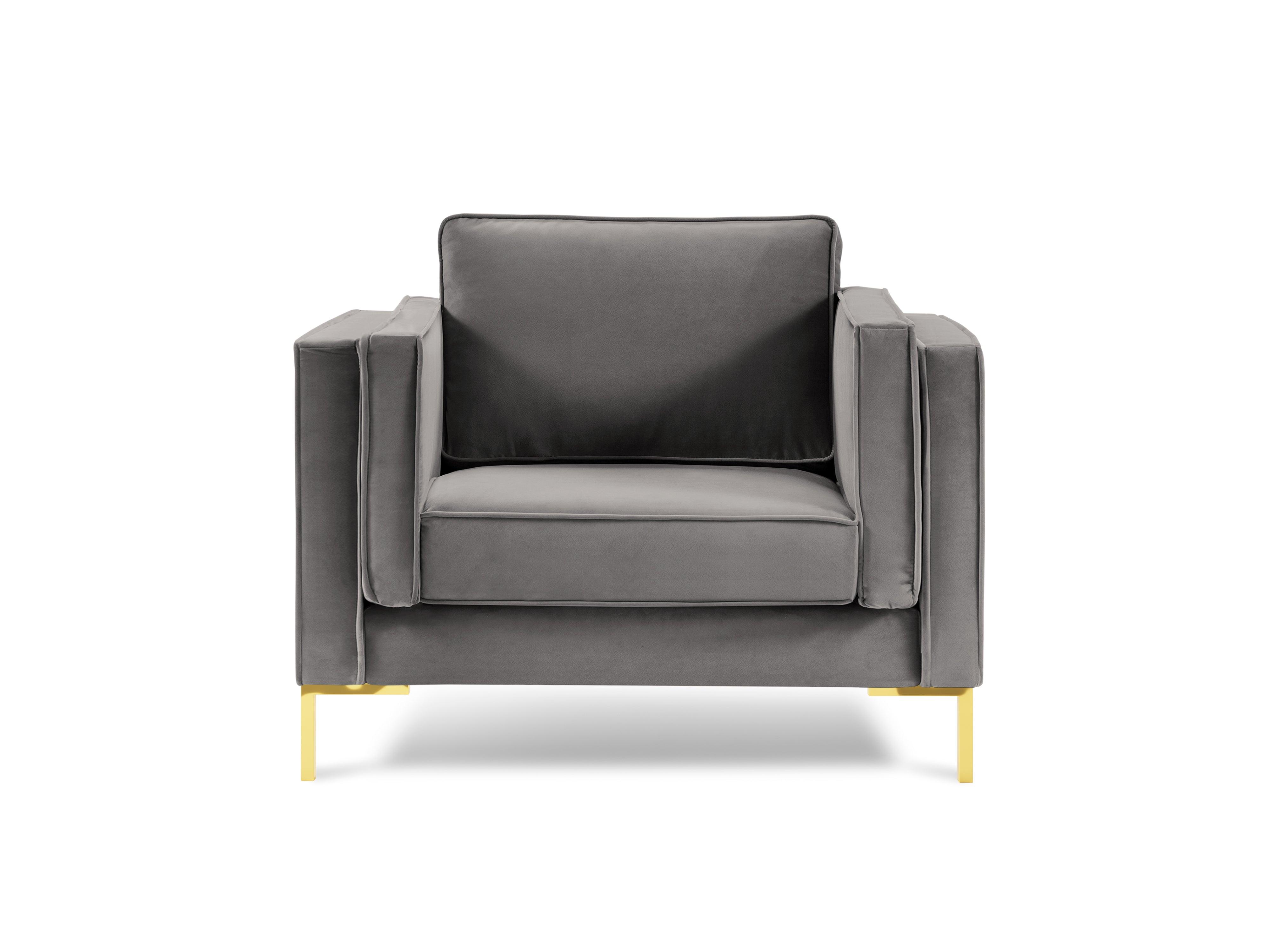 LUIS light grey velvet armchair with gold base - Eye on Design