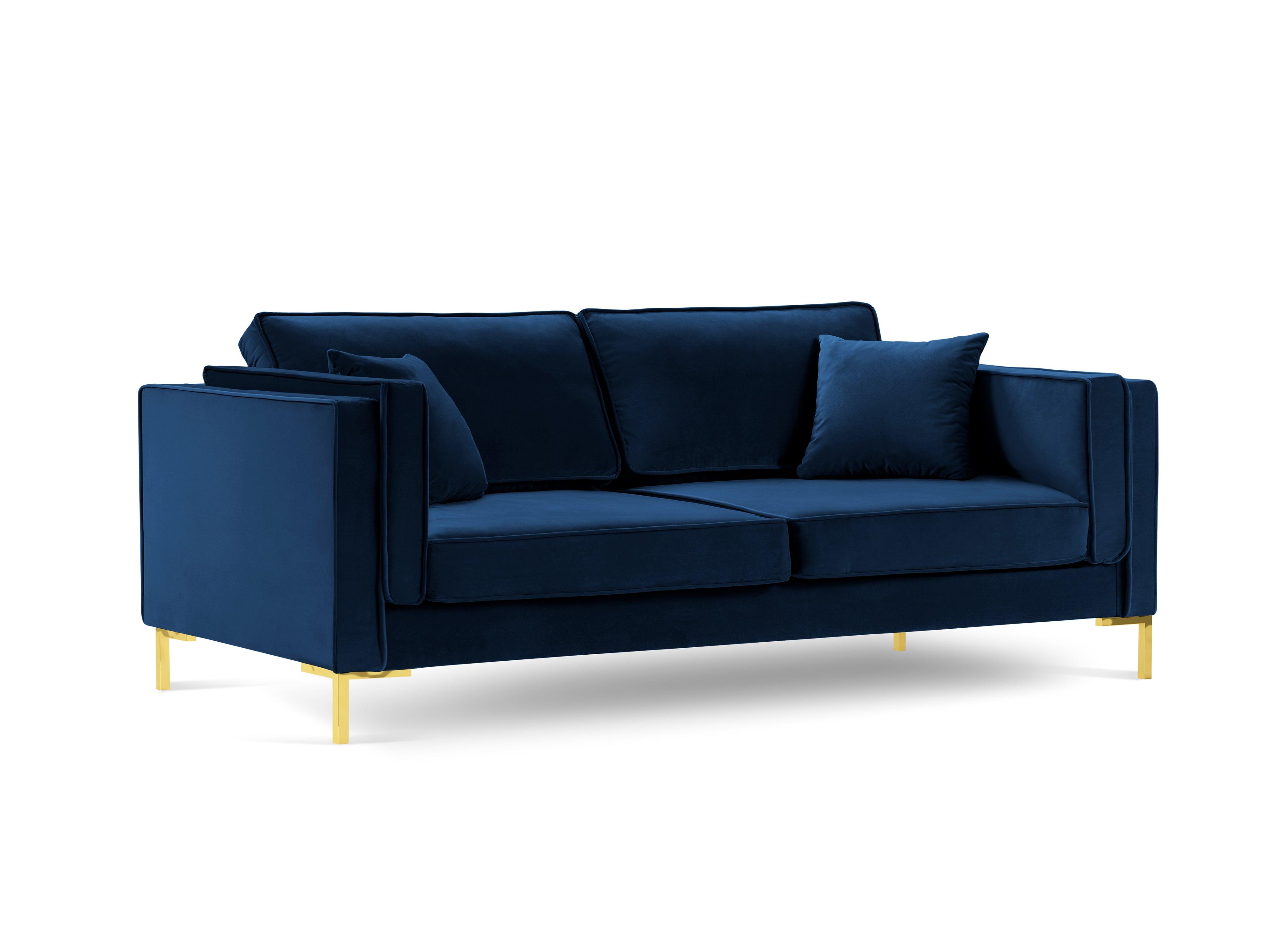 LUIS royal blue velvet 4-seater sofa with gold base - Eye on Design