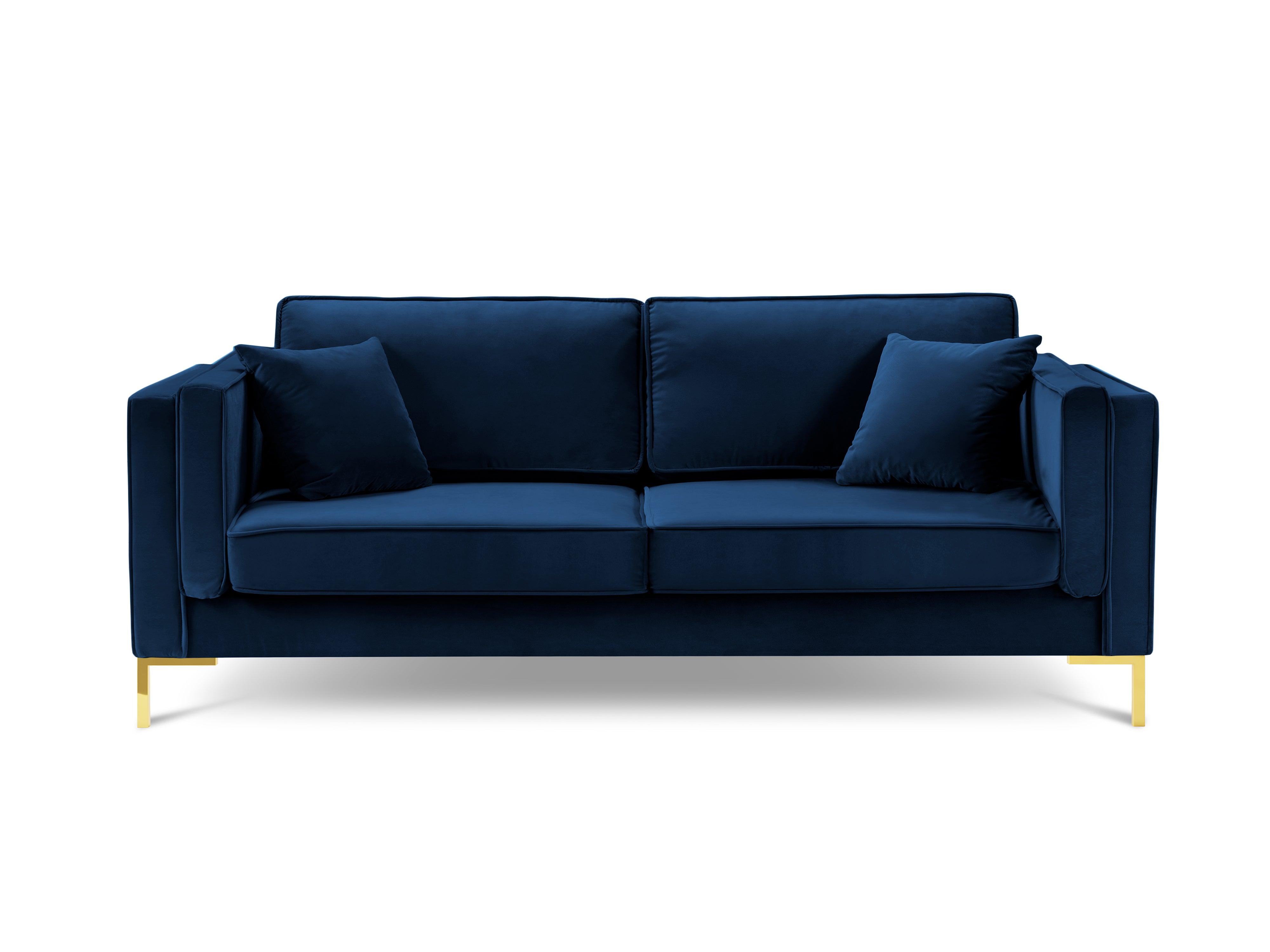 LUIS royal blue velvet 4-seater sofa with gold base - Eye on Design