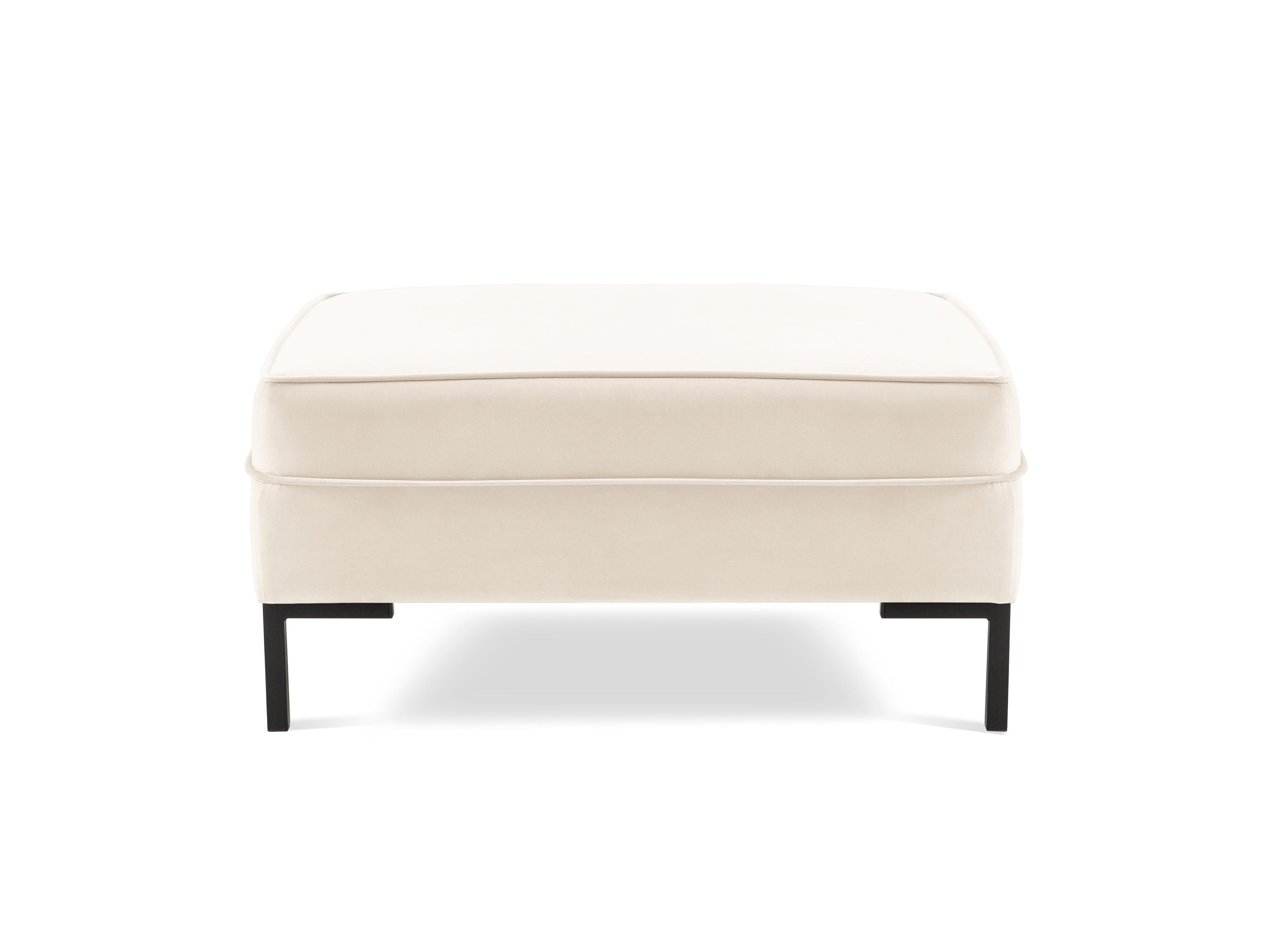 LUIS velvet pouffe beige with black base - Eye on Design