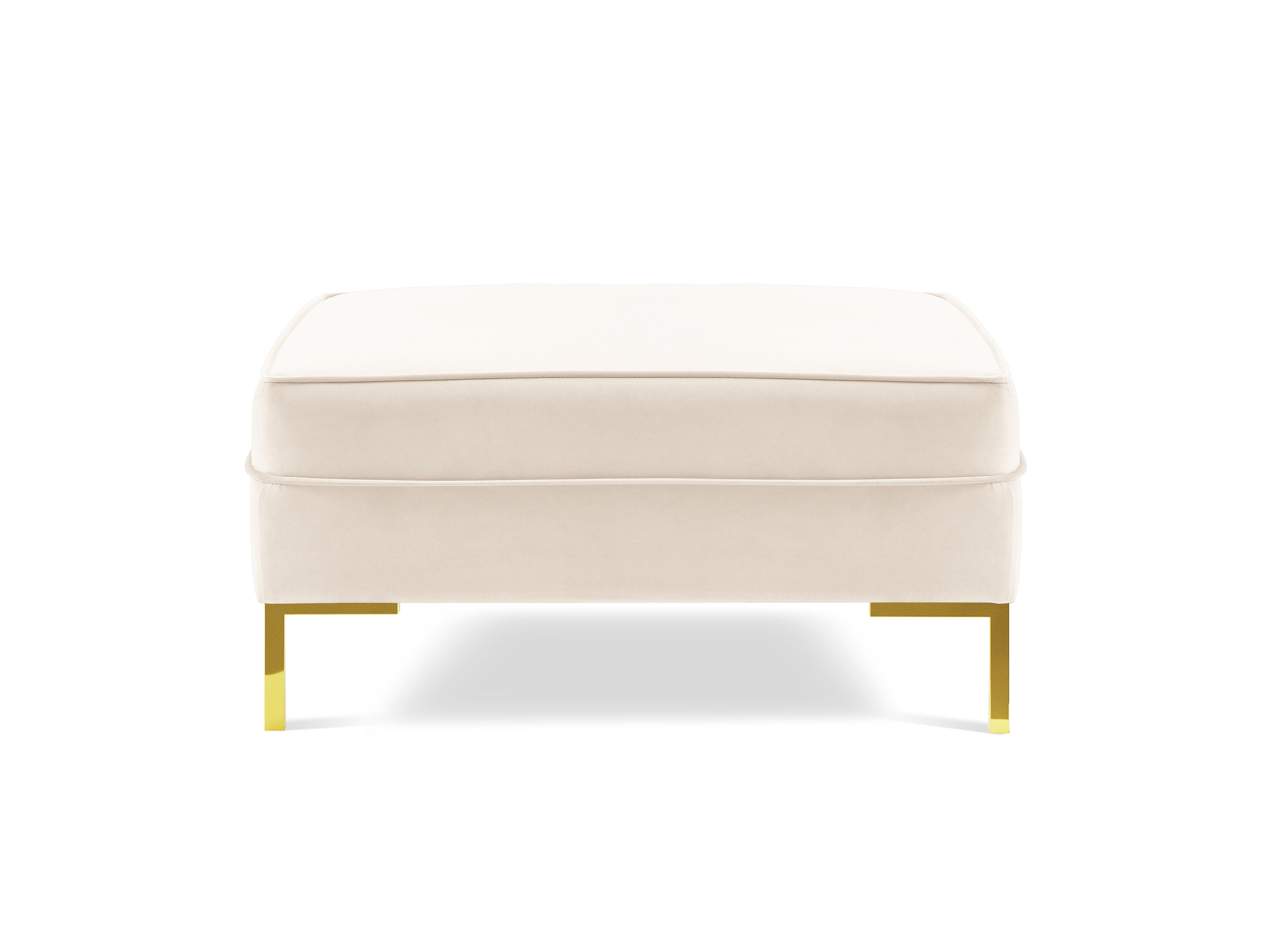 LUIS velvet pouffe beige with gold base - Eye on Design