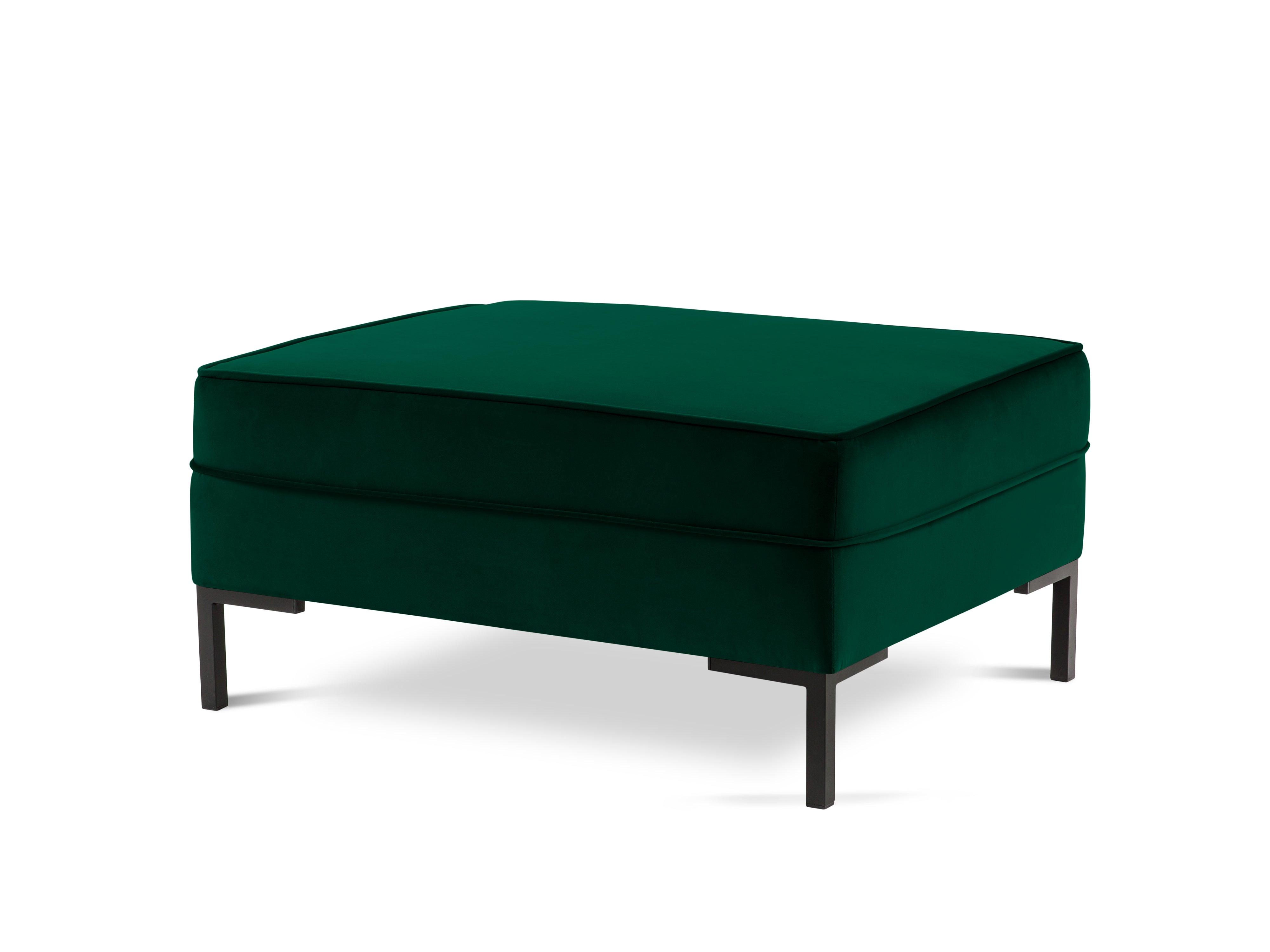 LUIS velvet pouffe bottle green with black base - Eye on Design