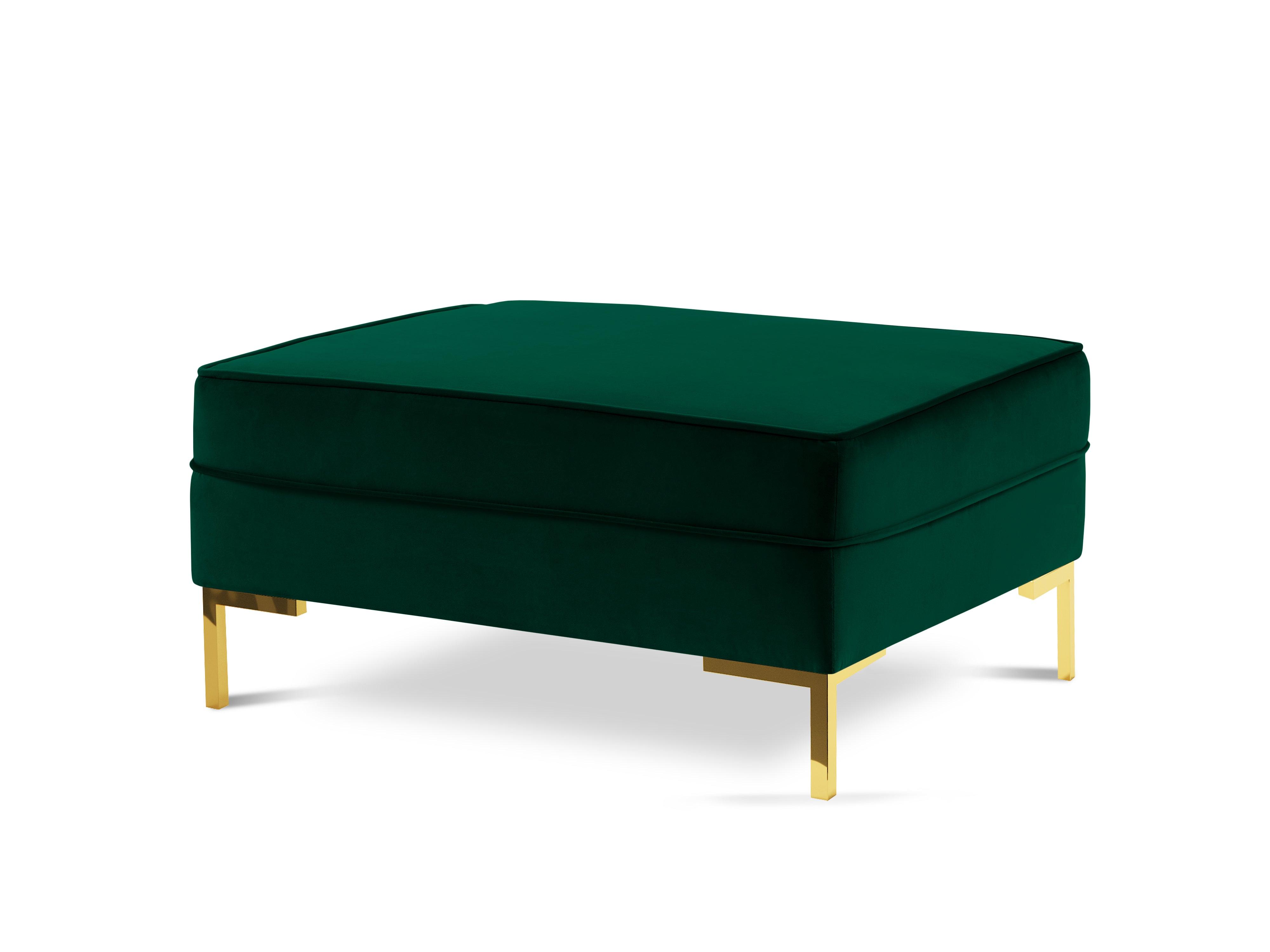 LUIS velvet pouffe bottle green with gold base - Eye on Design