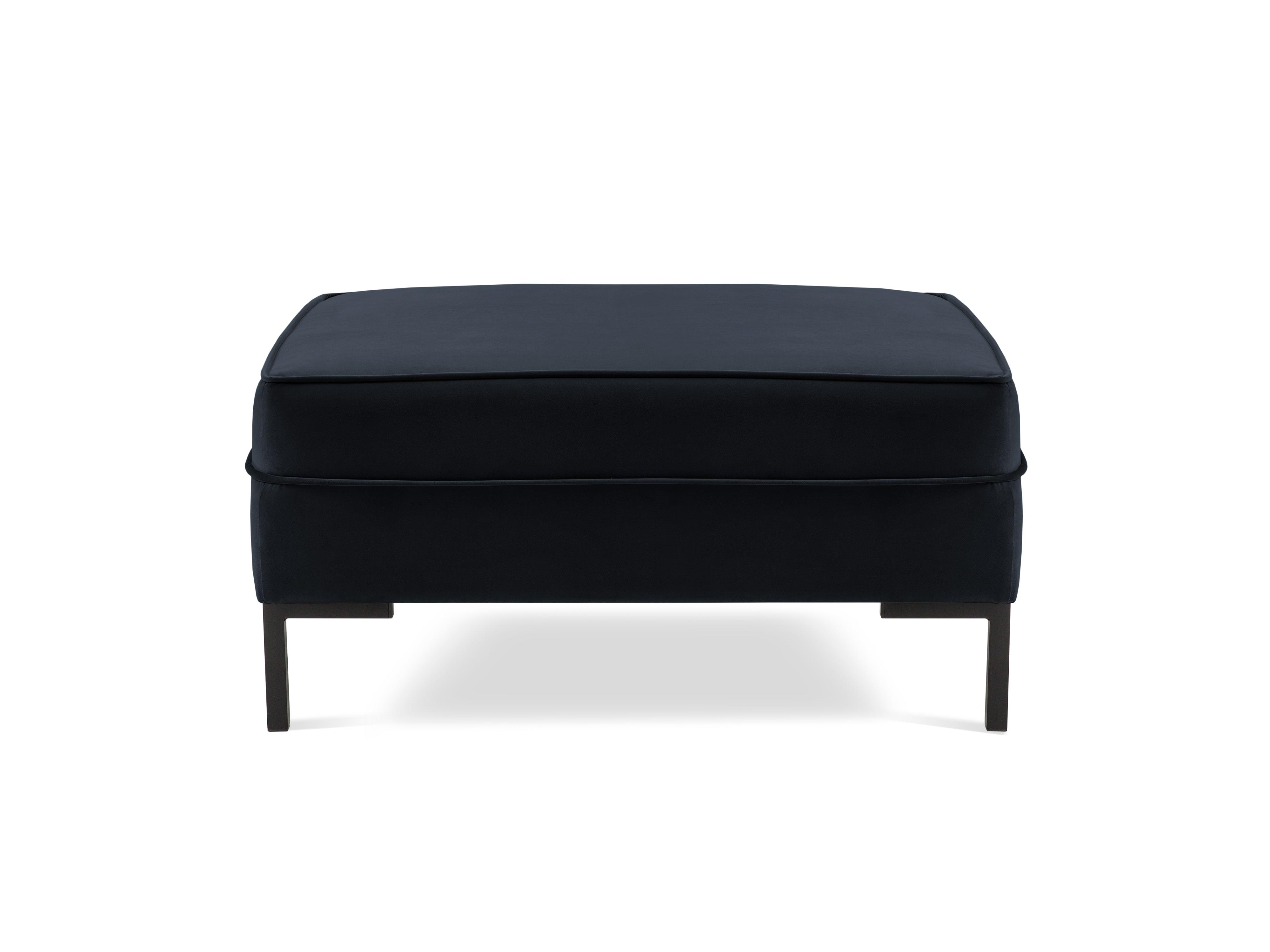 LUIS velvet pouffe dark blue with black base - Eye on Design