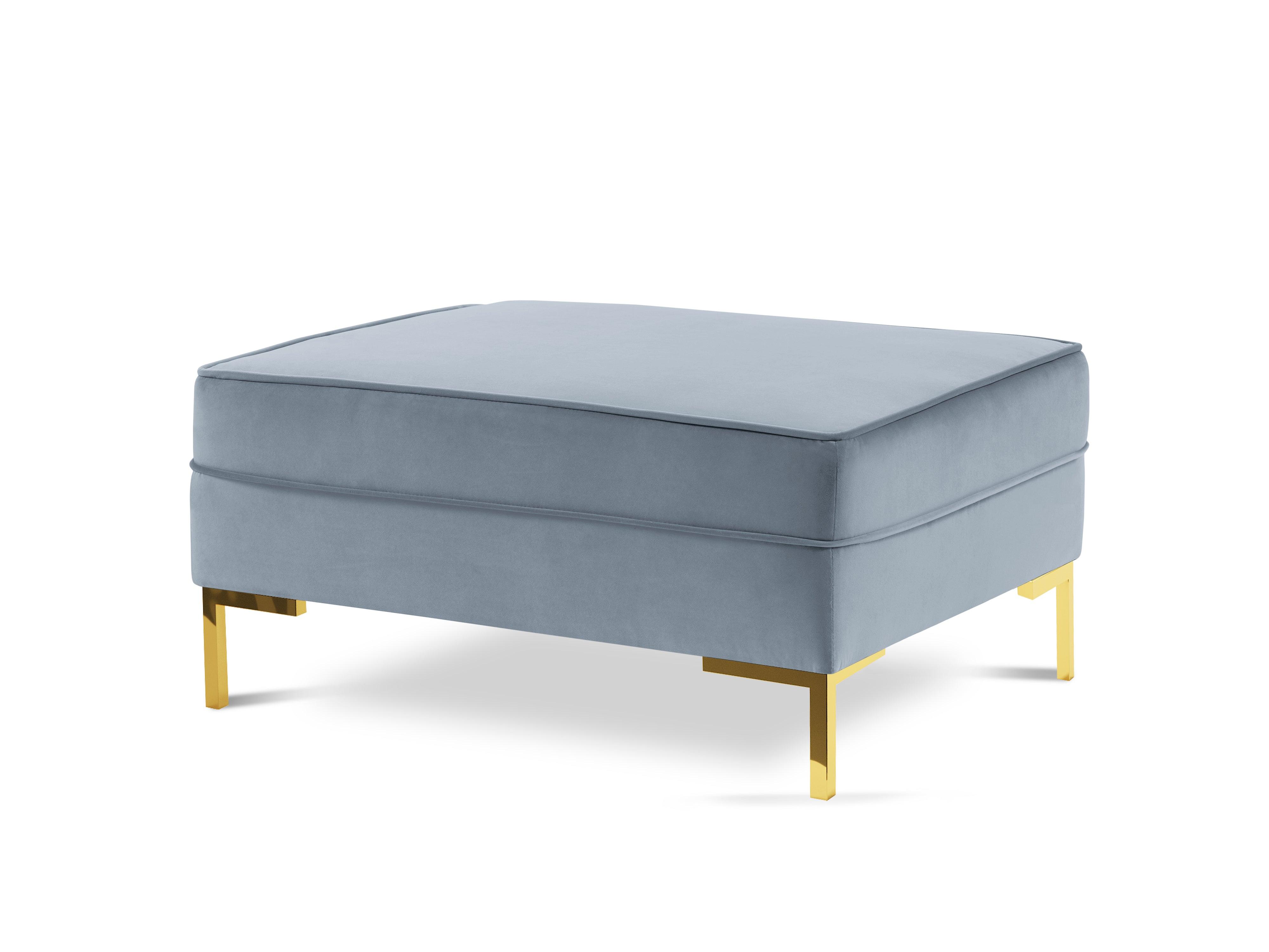 LUIS velvet pouffe light blue with gold base - Eye on Design