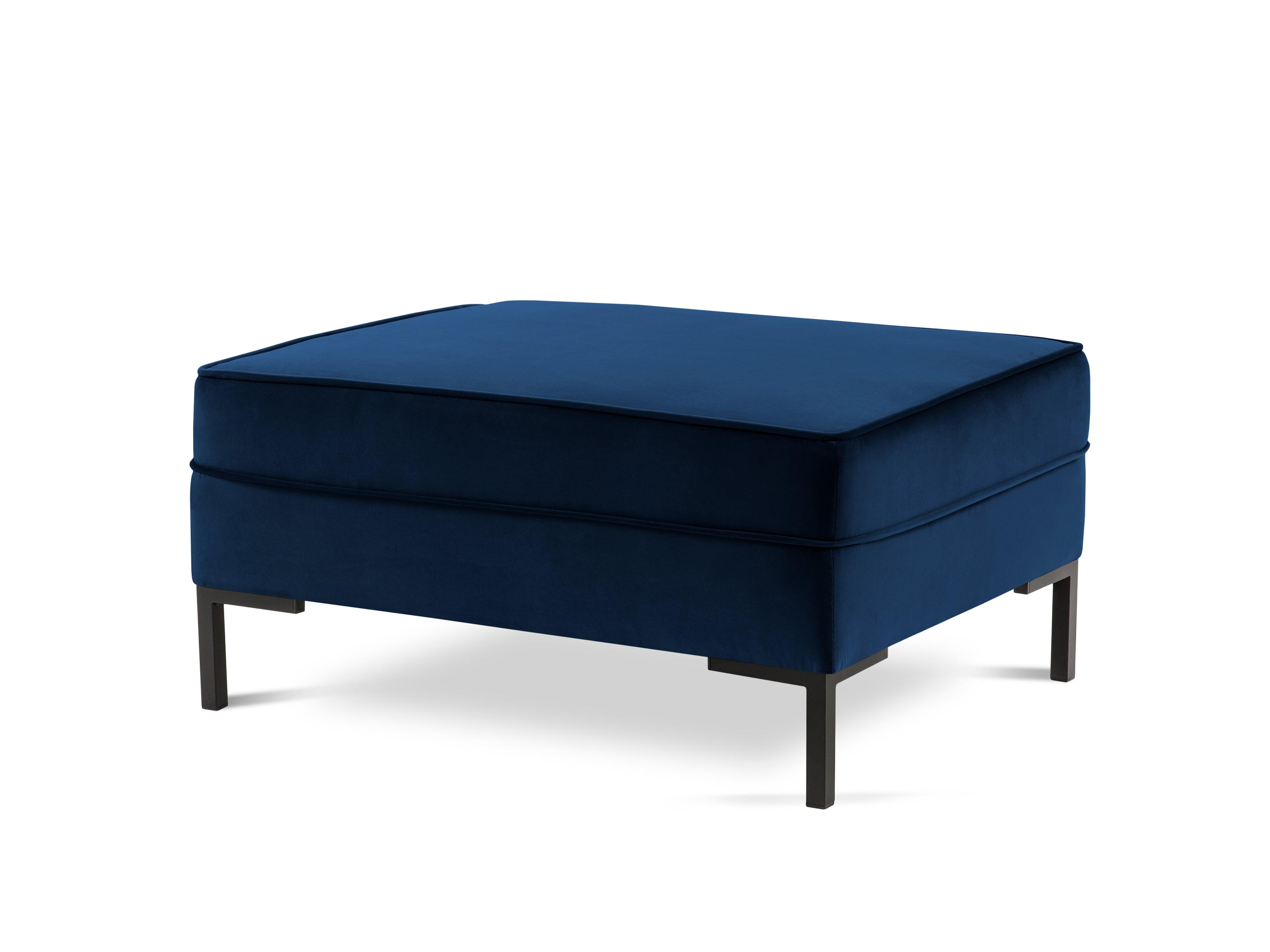 LUIS velvet pouffe royal blue with black base - Eye on Design