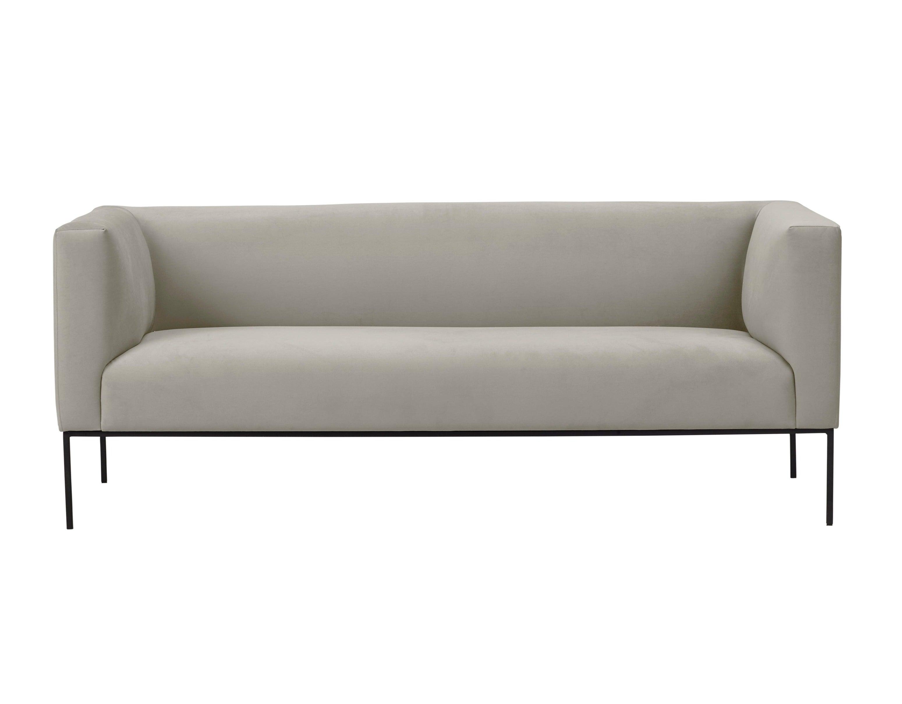 Velvet Sofa, "Neptune", 3 Seats, 195x79x76
 ,Beige,Black Metal Frame, Windsor & Co, Eye on Design