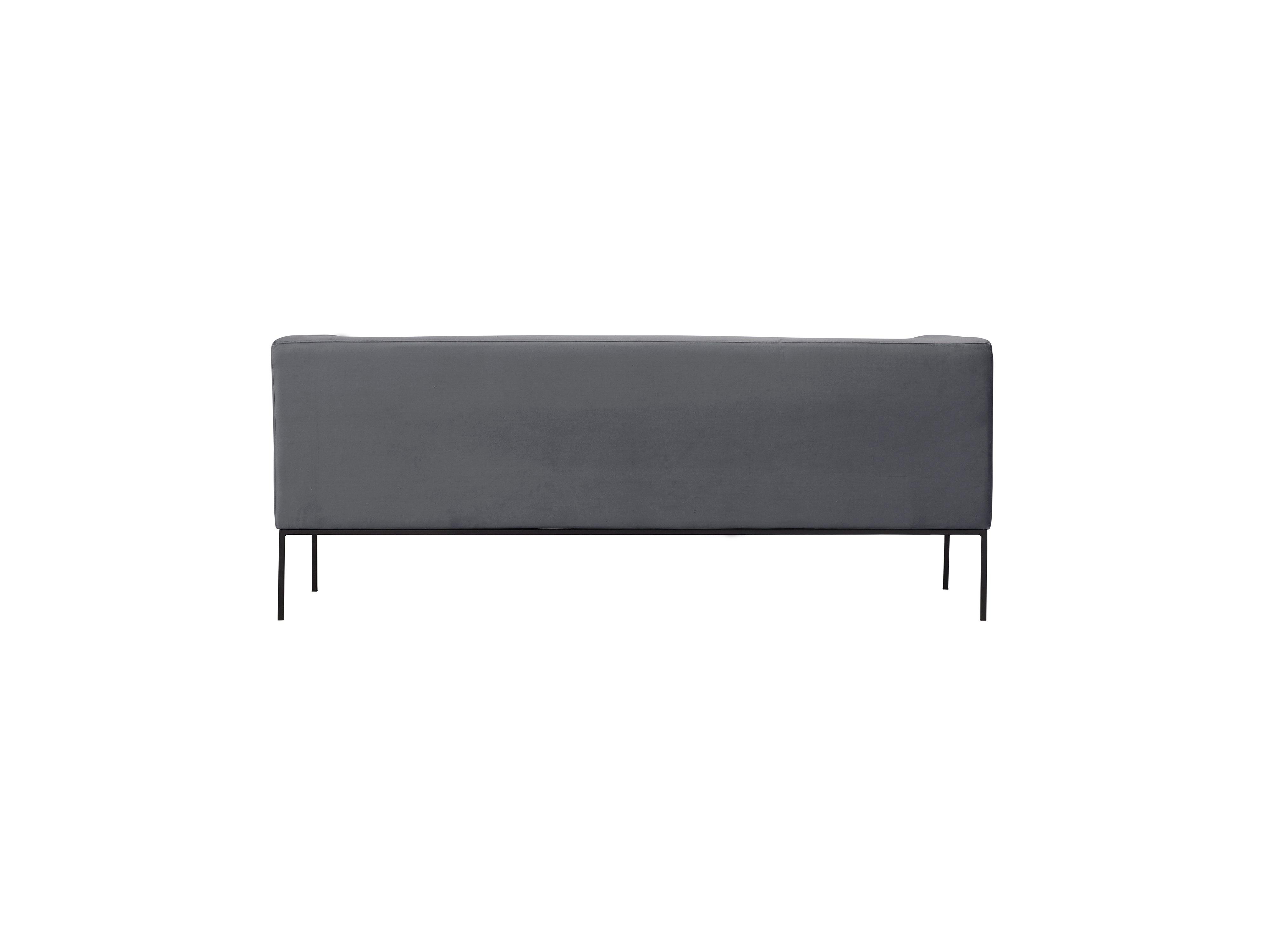 Velvet Sofa, "Neptune", 3 Seats, 195x79x76
 ,Dark Grey,Black Metal Frame, Windsor & Co, Eye on Design