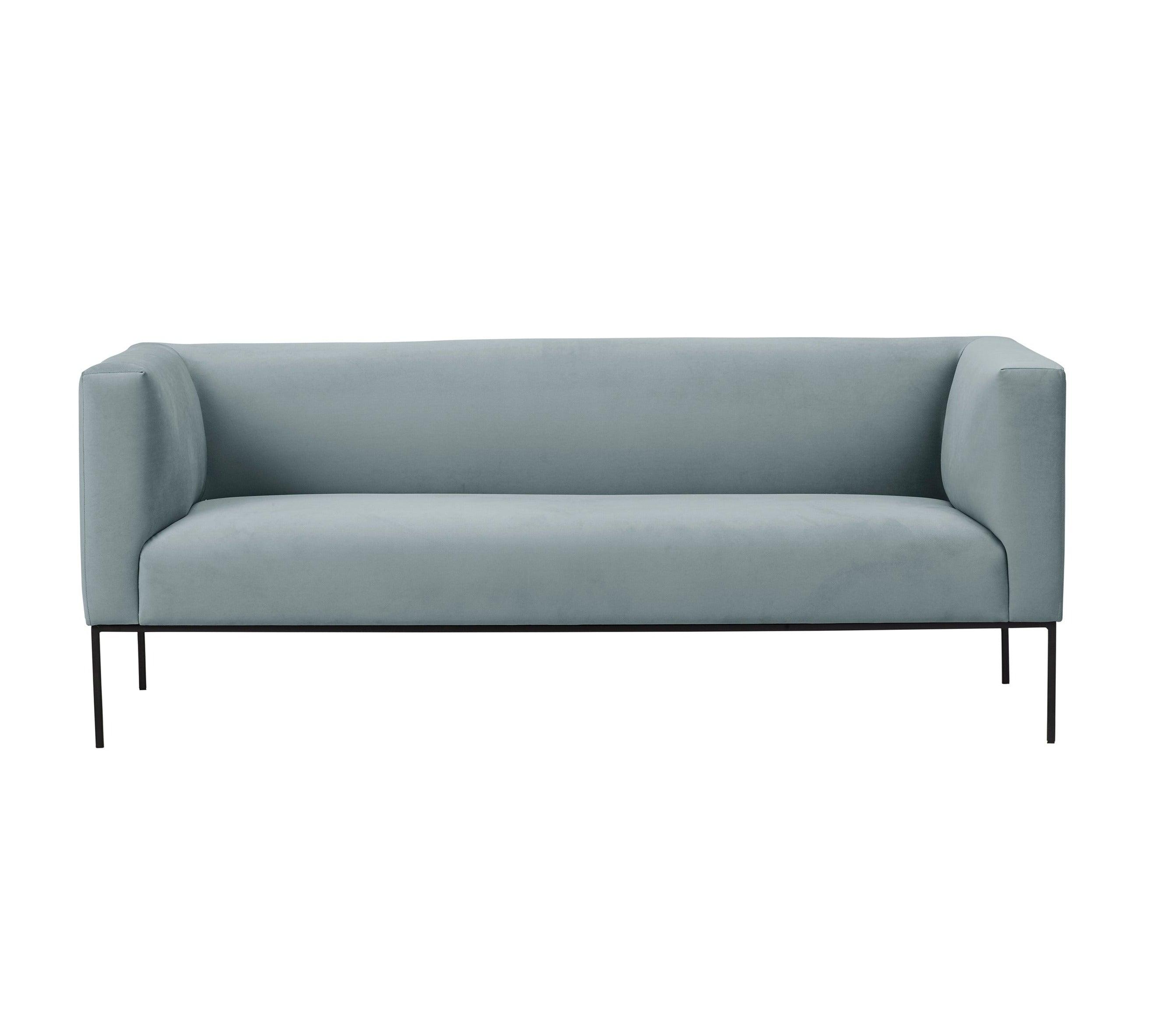 Velvet Sofa, "Neptune", 3 Seats, 195x79x76
 ,Grey,Black Metal Frame, Windsor & Co, Eye on Design