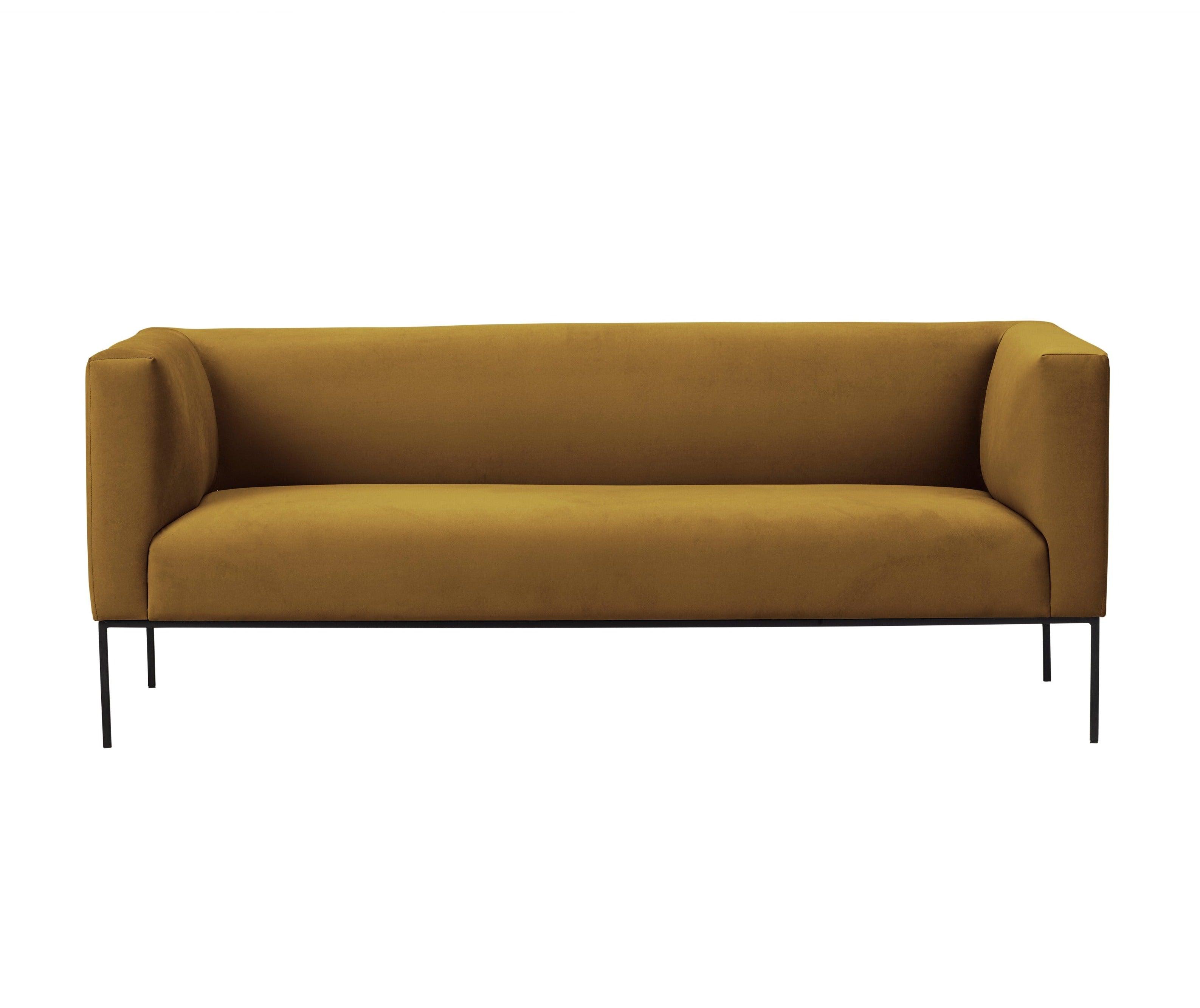 Velvet Sofa, "Neptune", 3 Seats, 195x79x76
 ,Yellow,Black Metal Frame, Windsor & Co, Eye on Design