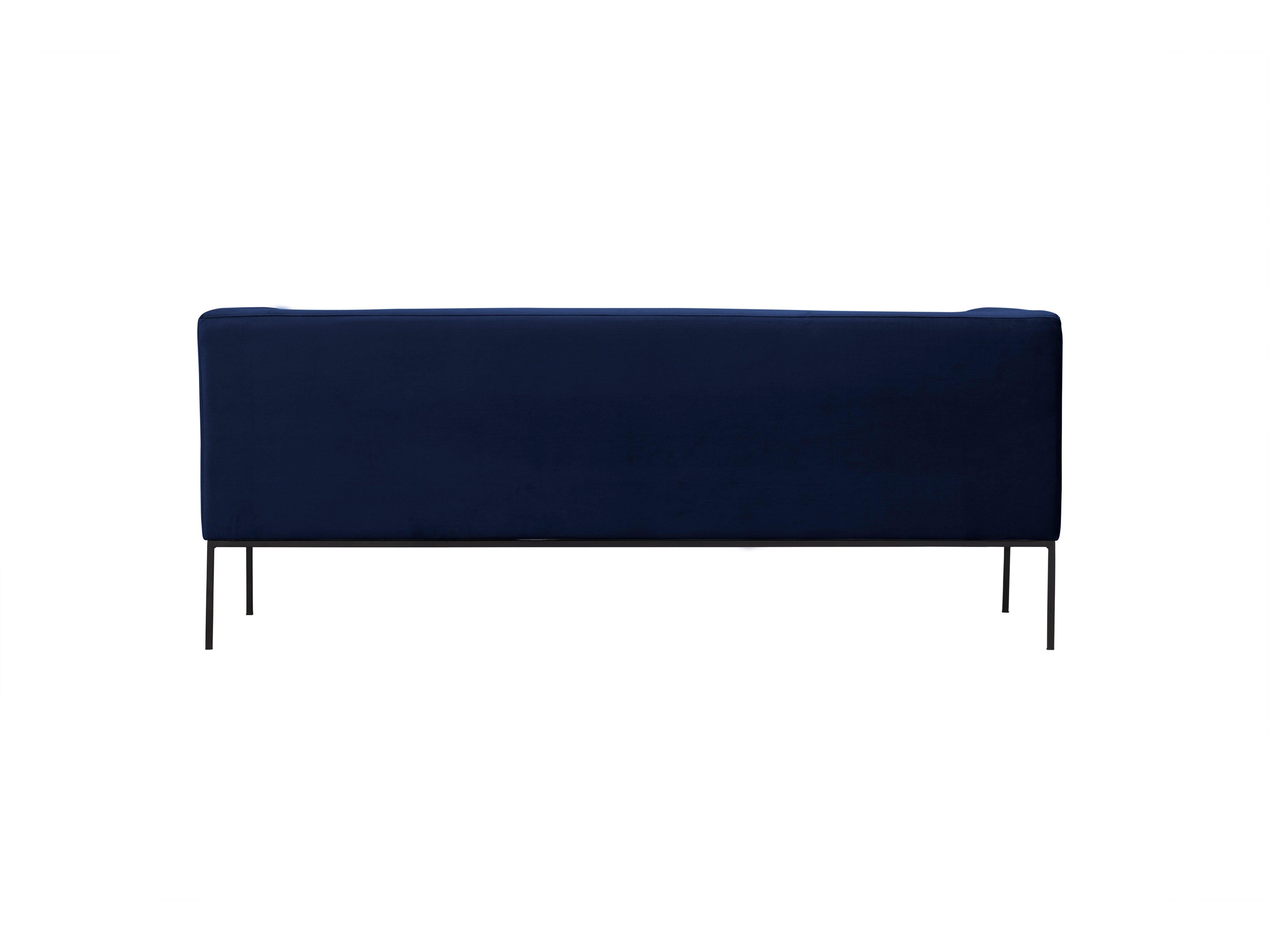 Velvet Sofa, "Neptune", 3 Seats, 195x79x76
 ,Dark Blue,Black Metal Frame, Windsor & Co, Eye on Design