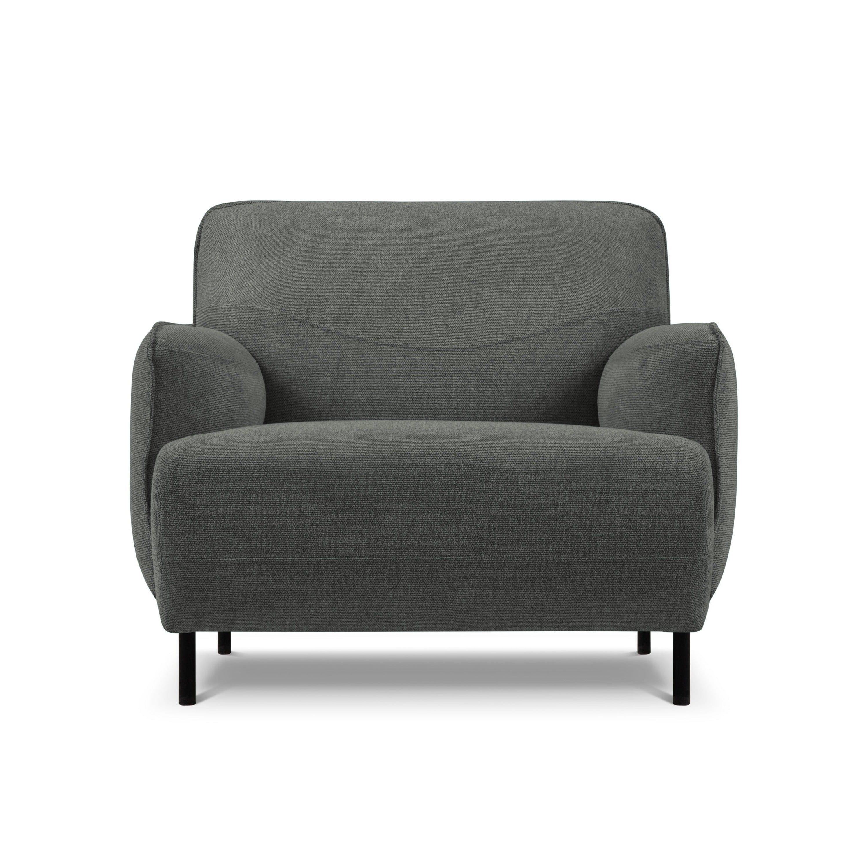 Armchair, "Neso", 1 Seat, 88x90x76
 ,Grey,Black Metal, Windsor & Co, Eye on Design