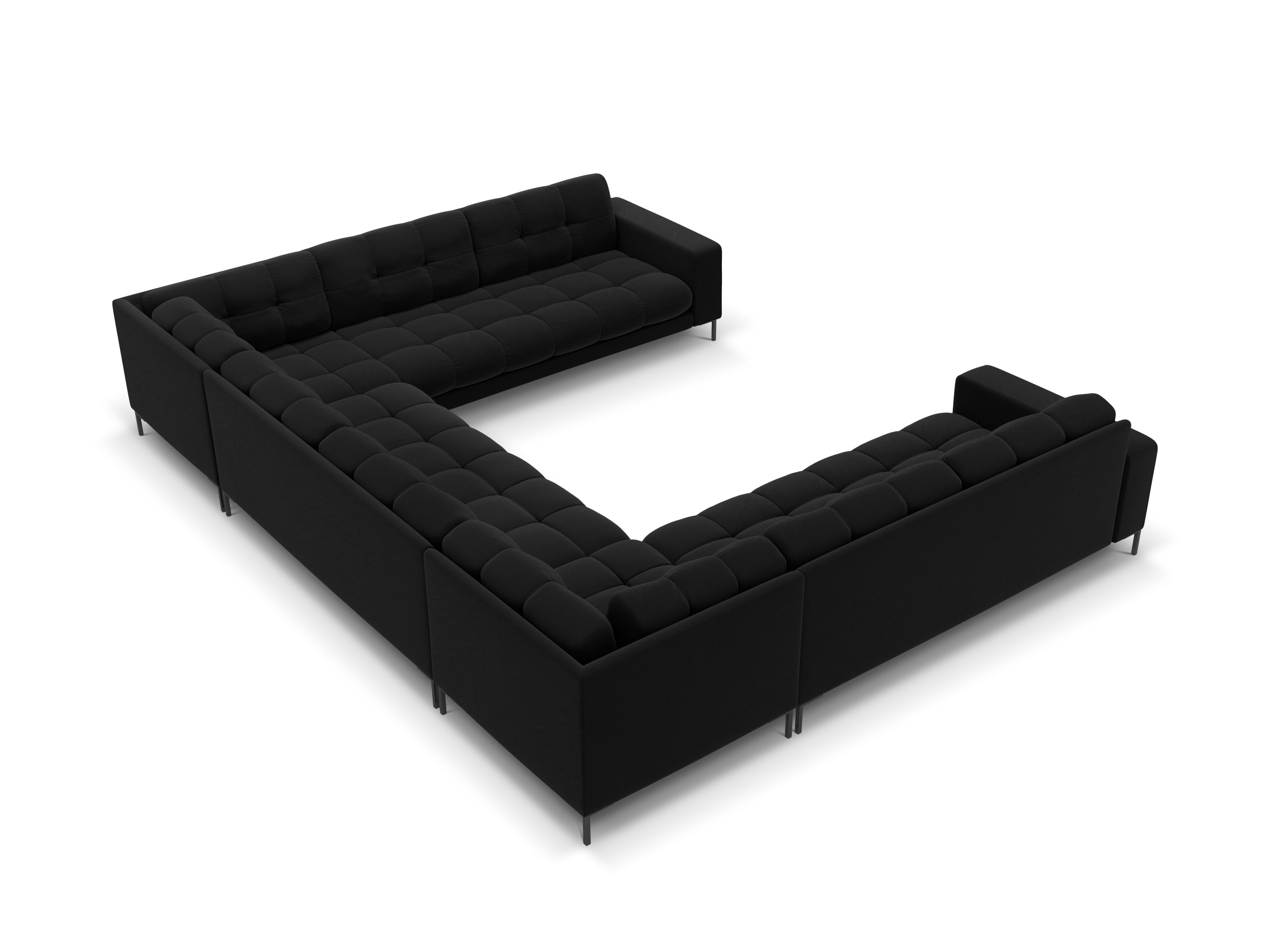 Panoramic velvet sofa 9-seater BALI black with black base - Eye on Design