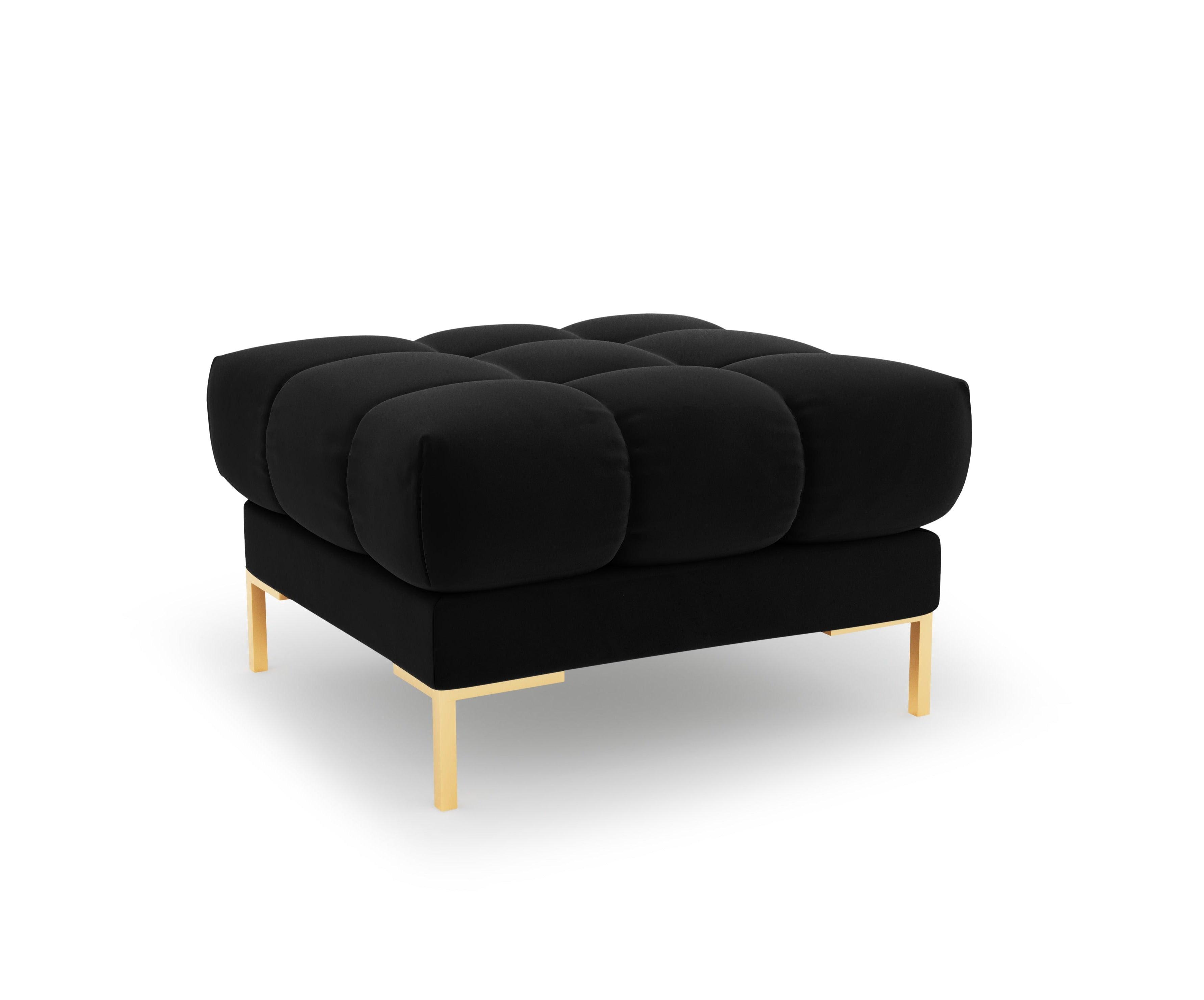 Pouffe velvet BALI black with gold base - Eye on Design