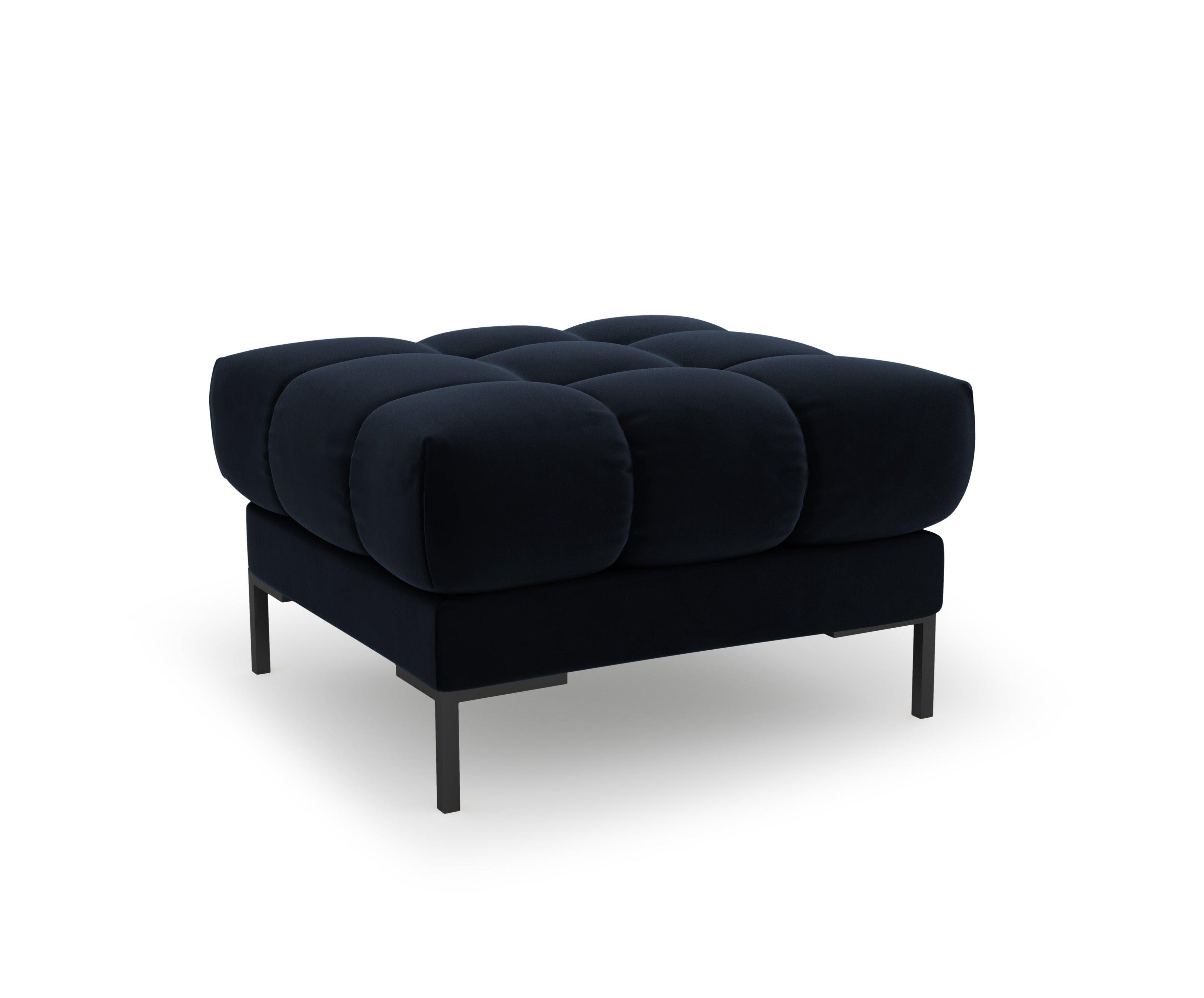 Pouffe velvet BALI dark blue with black base - Eye on Design