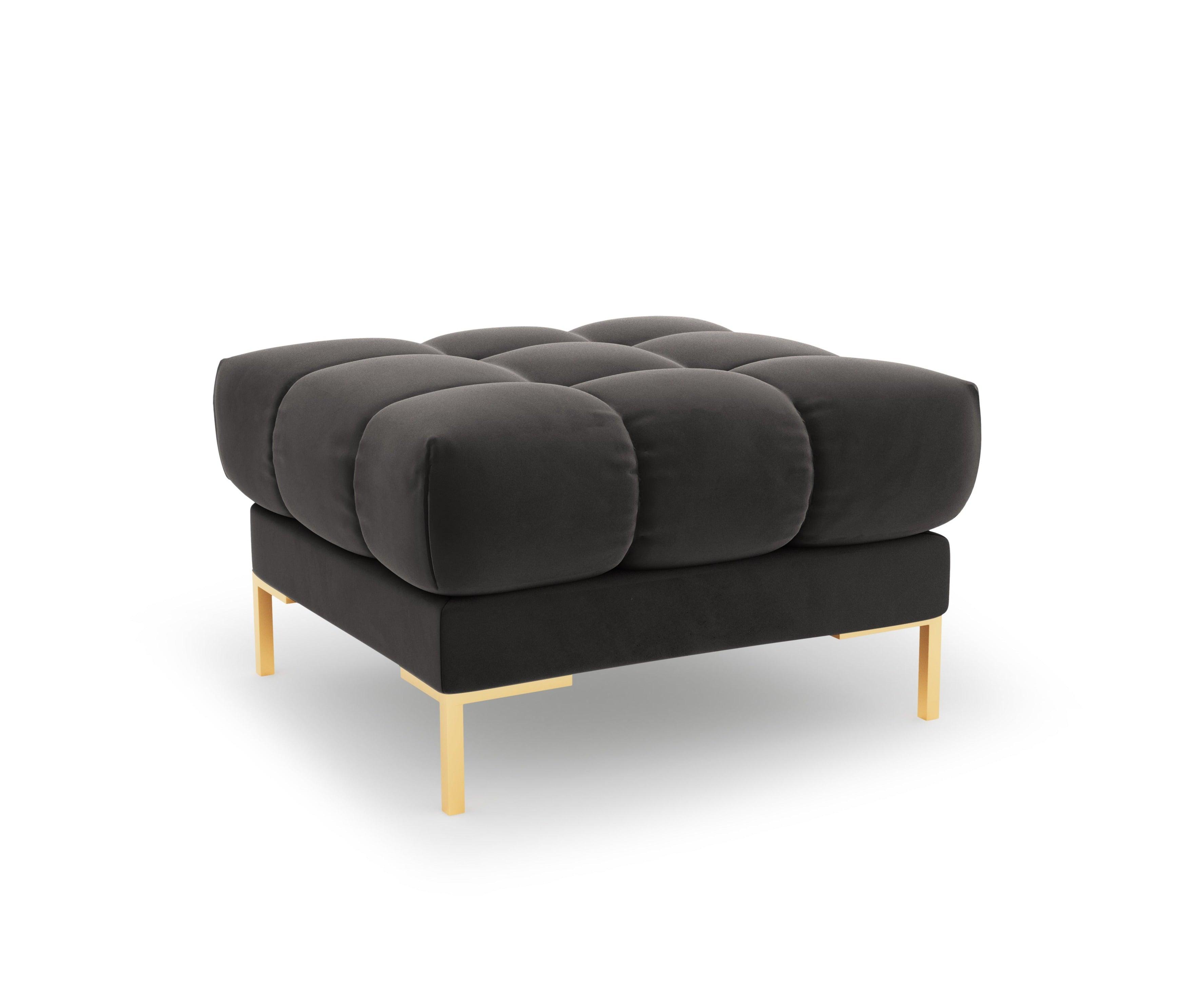 Pouffe velvet BALI dark grey with gold base - Eye on Design